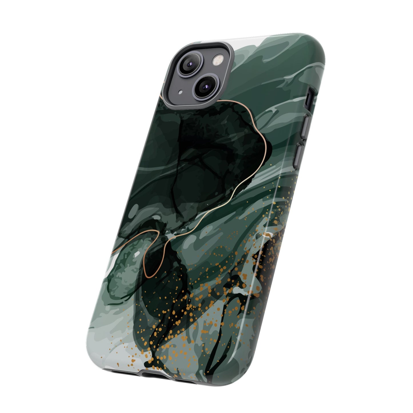 Green Marble Design with Gold Accents iPhone/Samsung Tough Phone Case