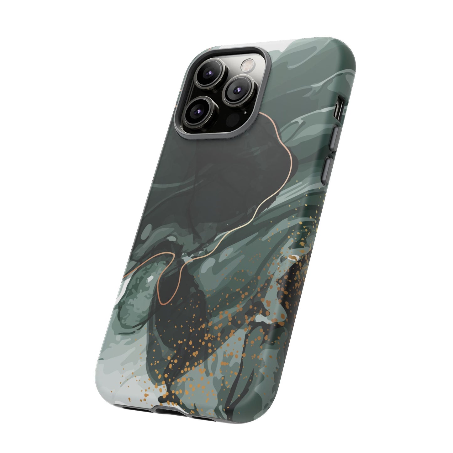 Green Marble Design with Gold Accents iPhone/Samsung Tough Phone Case