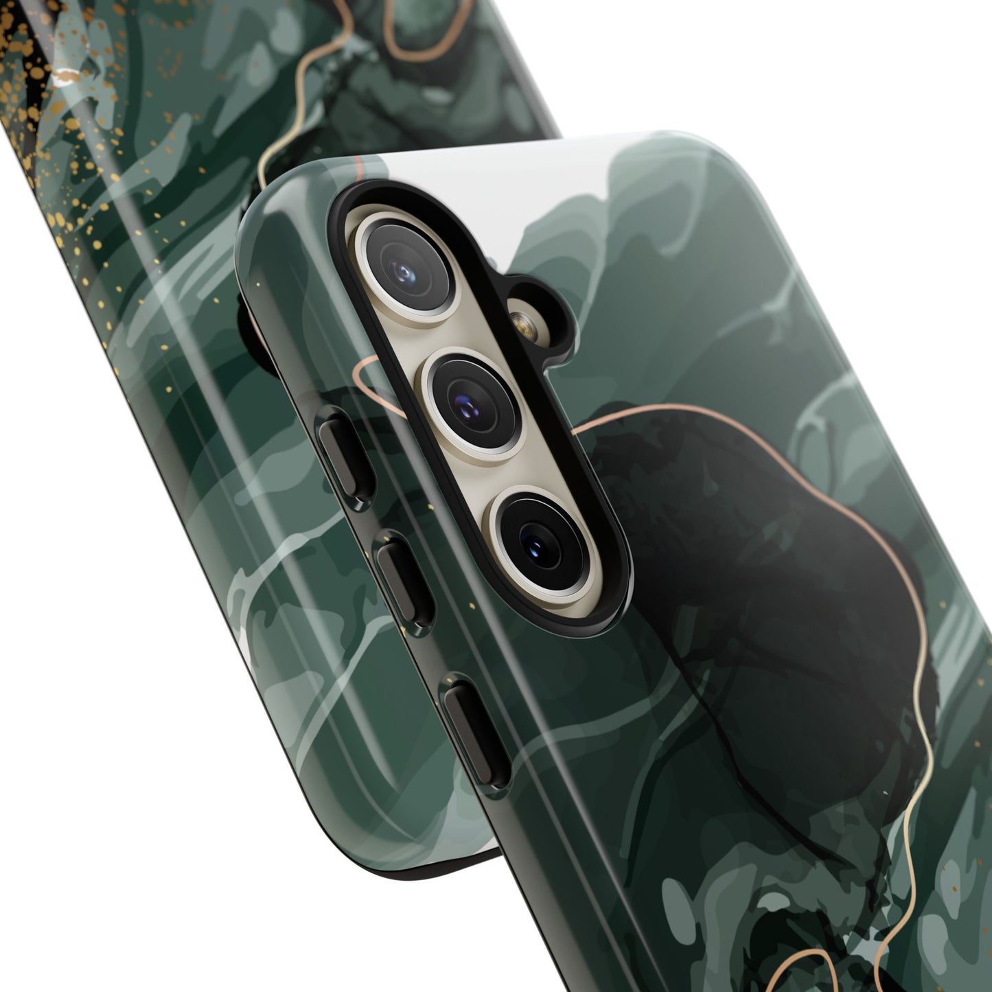 Green Marble Design with Gold Accents iPhone/Samsung Tough Phone Case