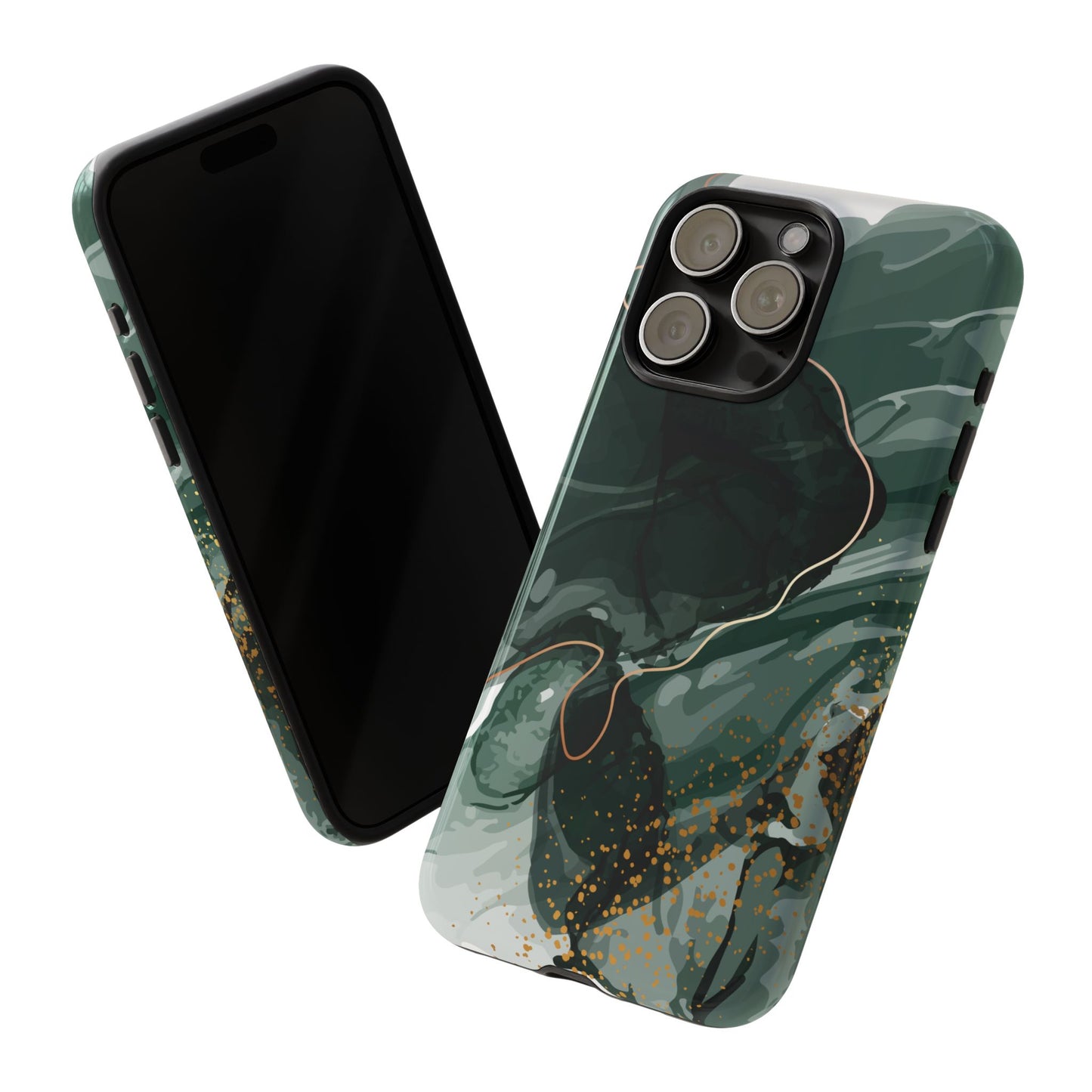 Green Marble Design with Gold Accents iPhone/Samsung Tough Phone Case