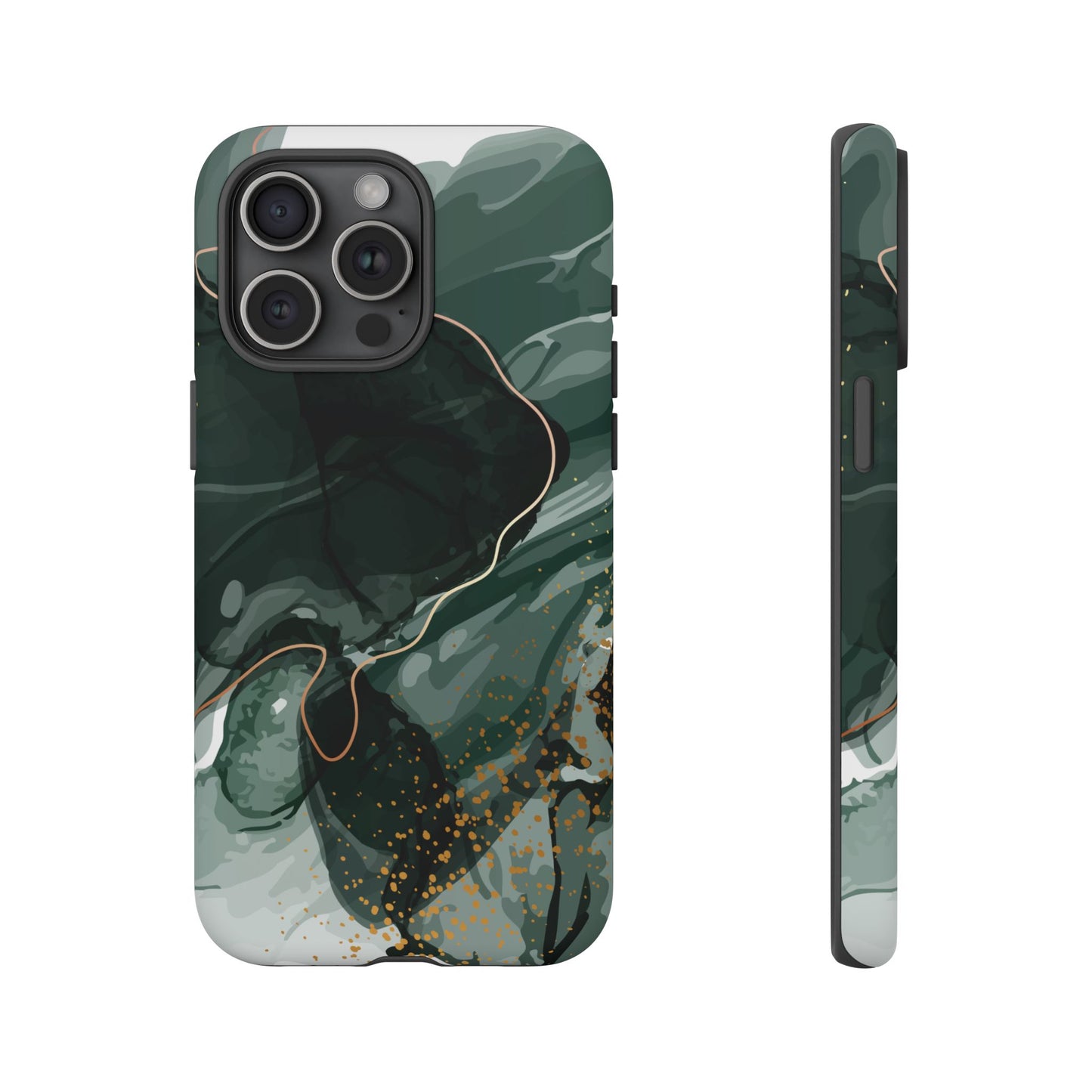 Green Marble Design with Gold Accents iPhone/Samsung Tough Phone Case