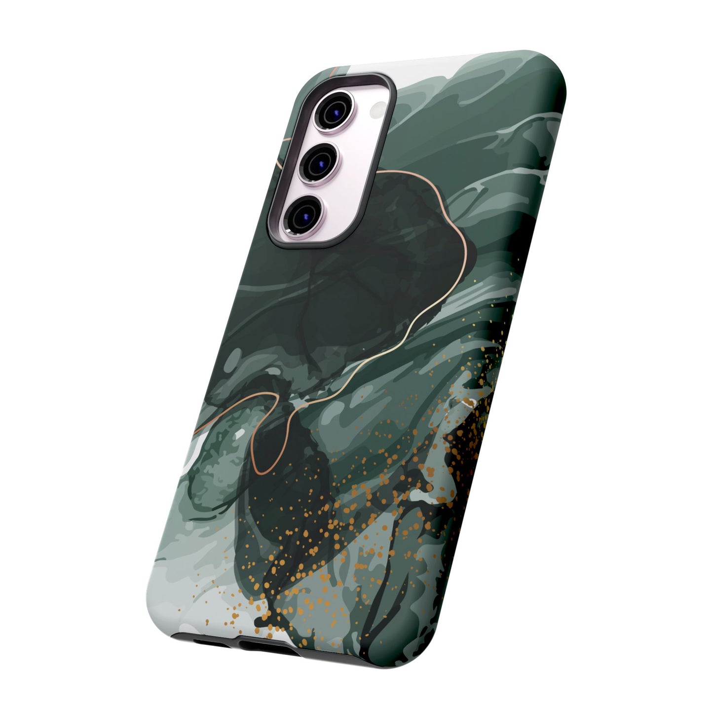 Green Marble Design with Gold Accents iPhone/Samsung Tough Phone Case