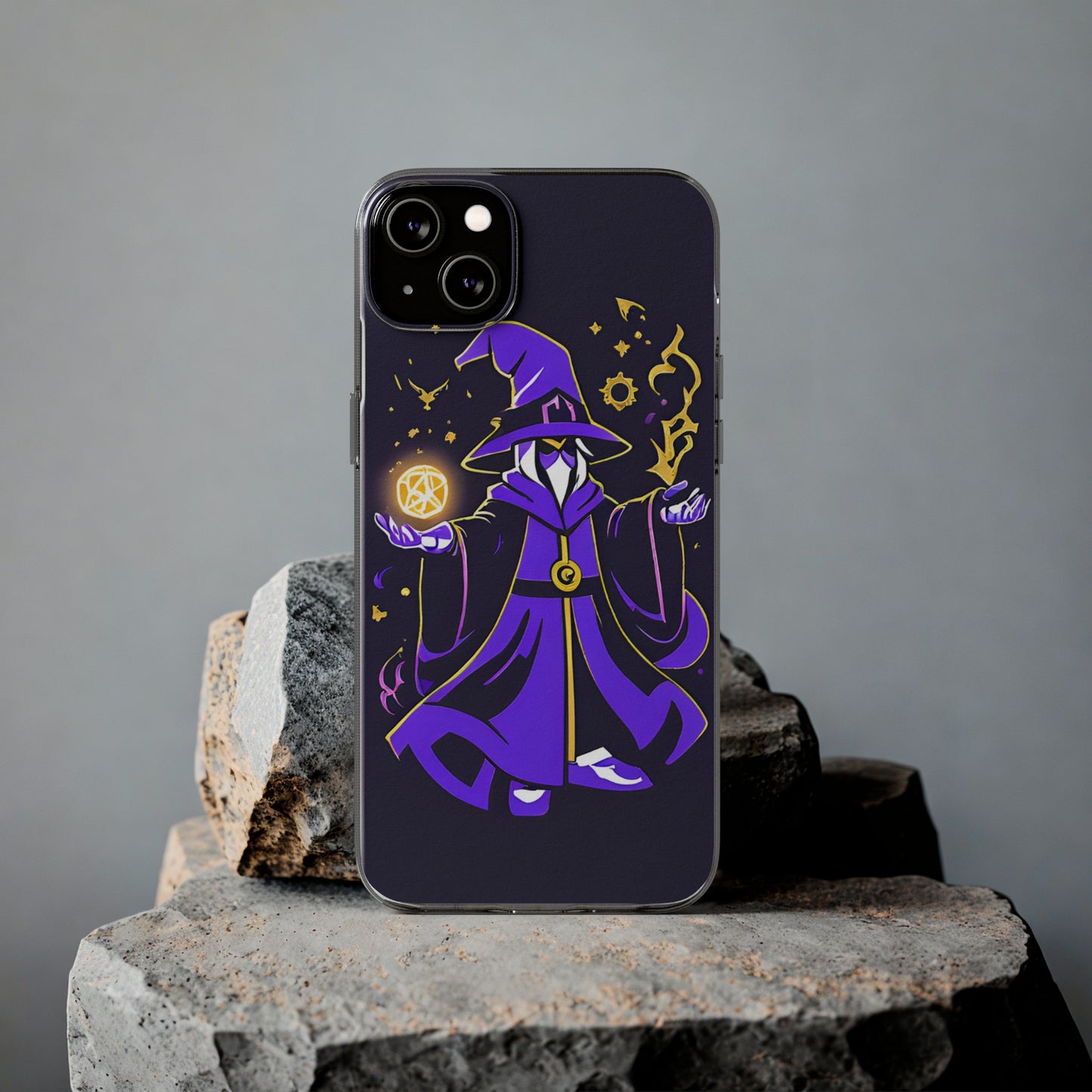 Mystical Wizard Phone Case, Clear Silicone Phone Case, Magical Phone Cover, Fantasy Accessory, Gift for Gamers, Witchy Vibe, Spellbound