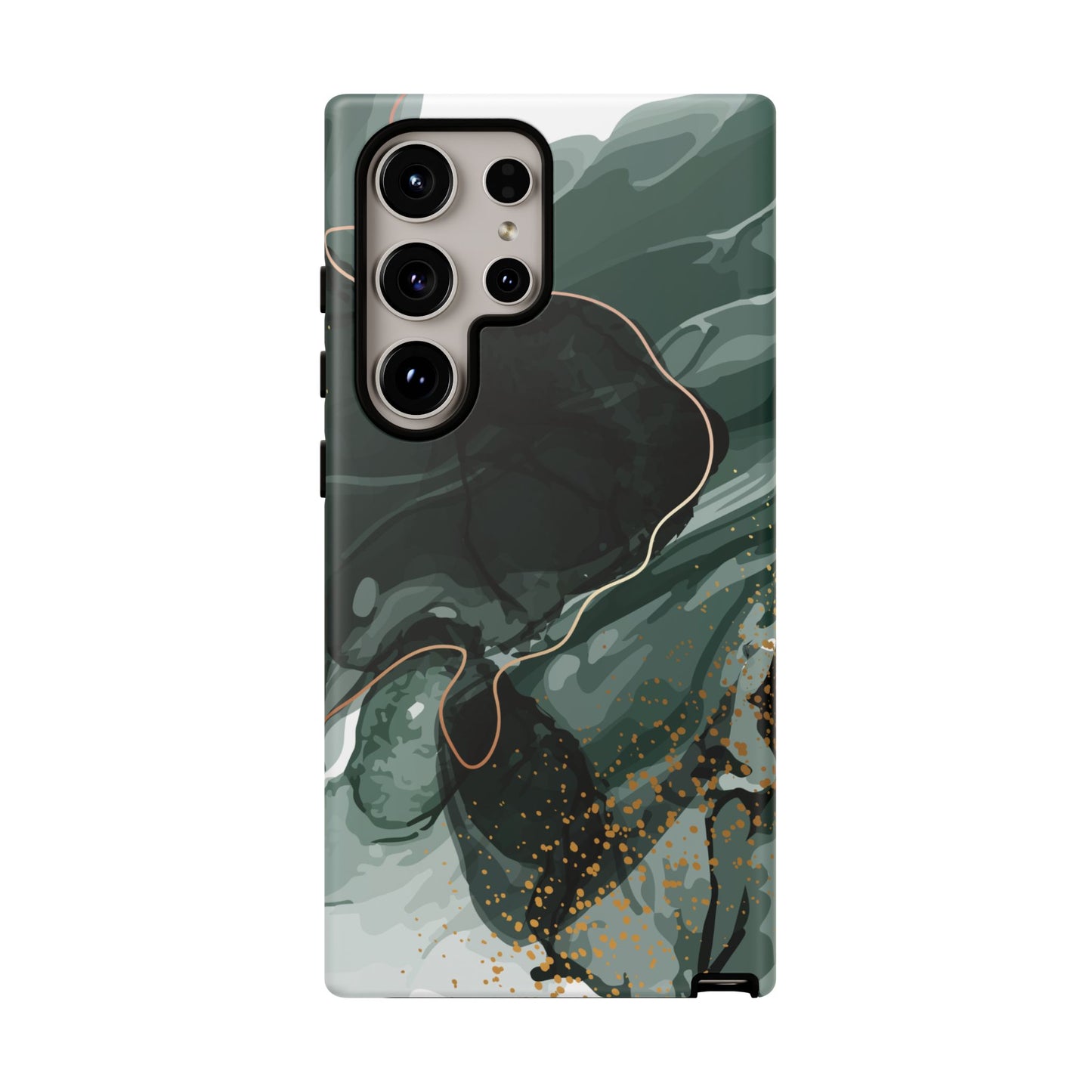 Green Marble Design with Gold Accents iPhone/Samsung Tough Phone Case