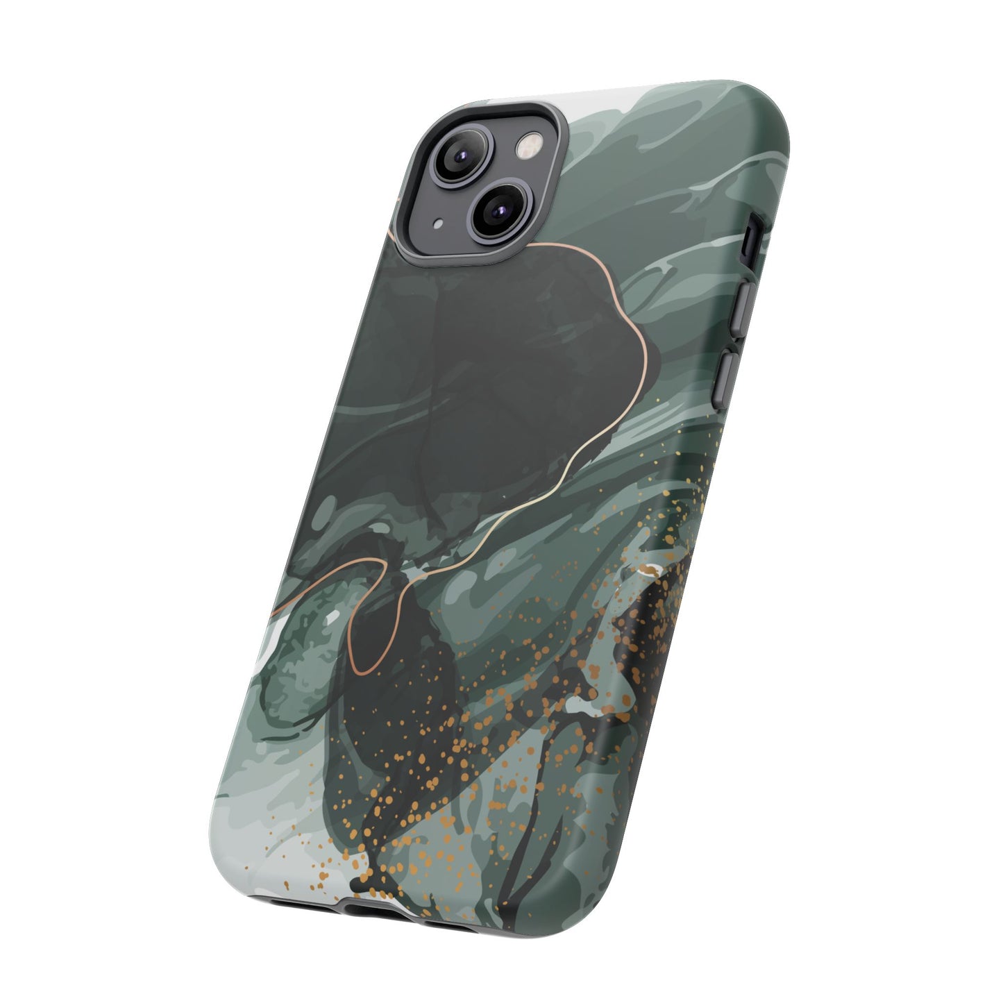 Green Marble Design with Gold Accents iPhone/Samsung Tough Phone Case