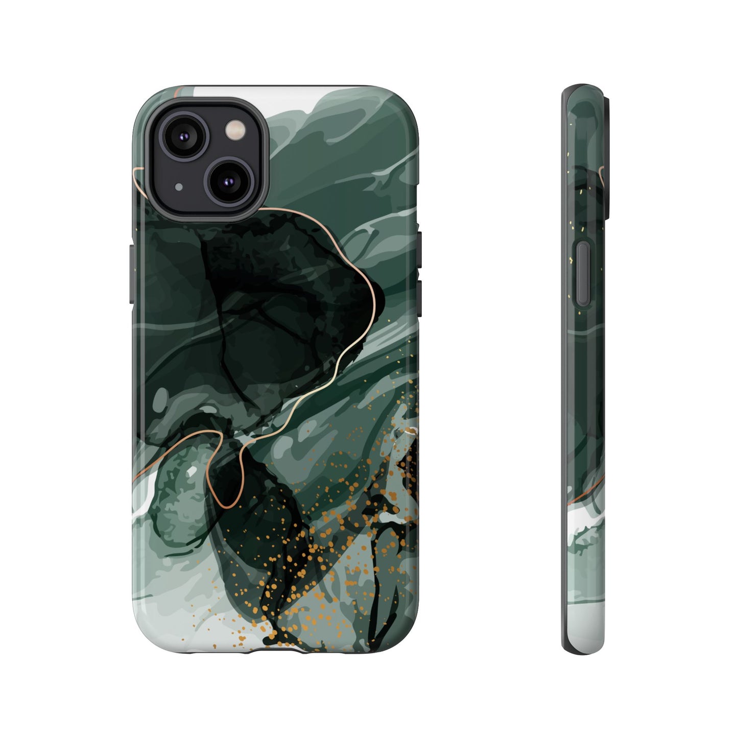 Green Marble Design with Gold Accents iPhone/Samsung Tough Phone Case