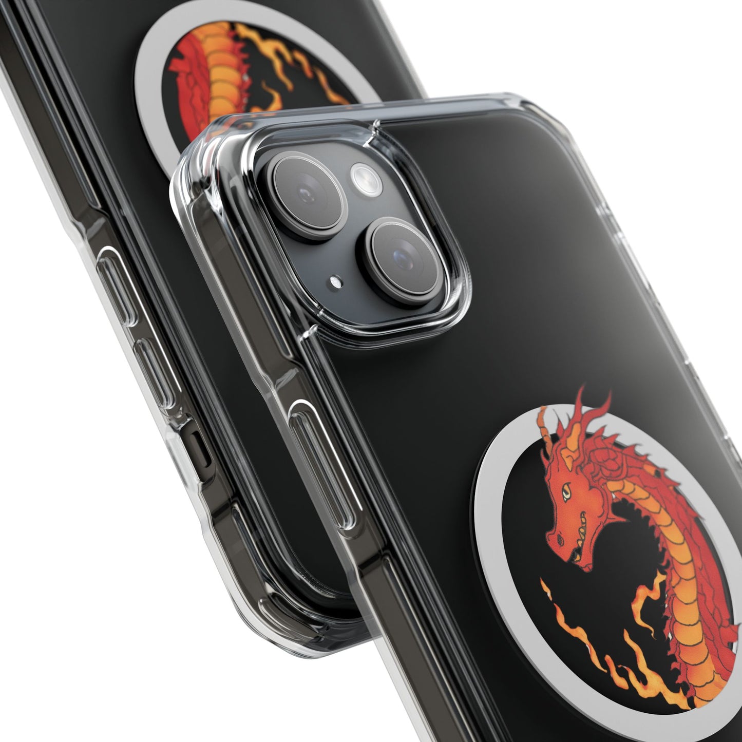 iPhone Case - MagSafe Compatible Charging- Fire Dragon Design with - Magnetic Clear Impact Cases