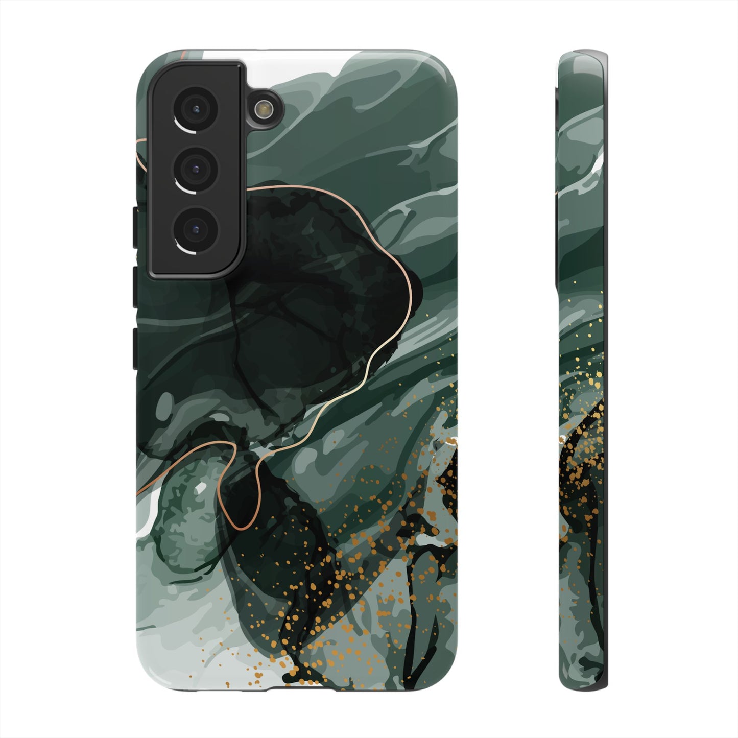 Green Marble Design with Gold Accents iPhone/Samsung Tough Phone Case