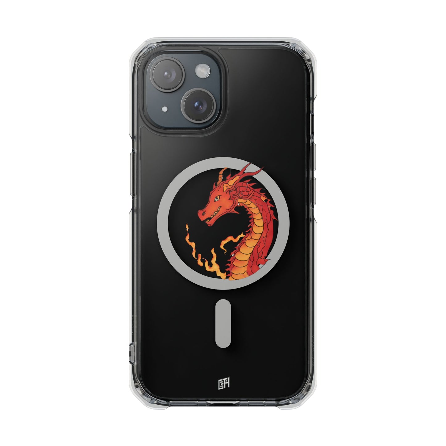 iPhone Case - MagSafe Compatible Charging- Fire Dragon Design with - Magnetic Clear Impact Cases