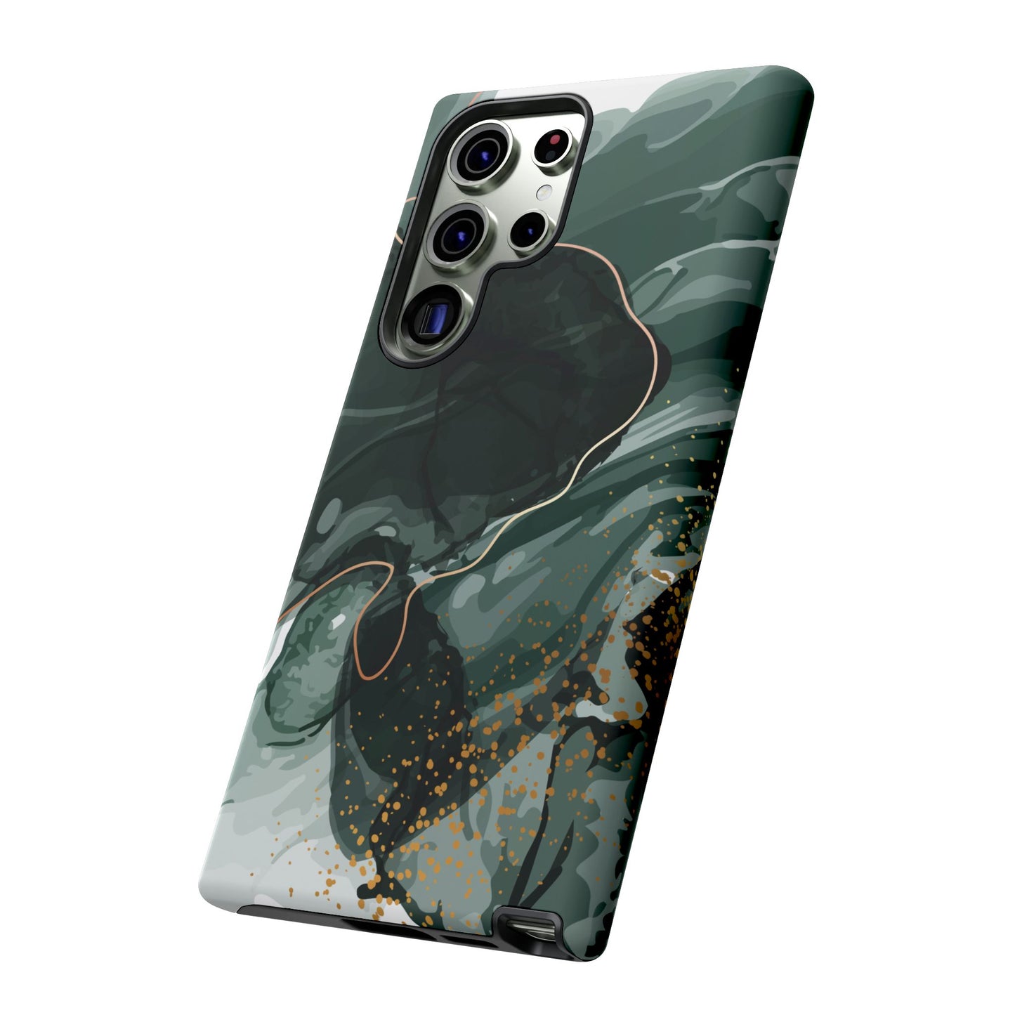 Green Marble Design with Gold Accents iPhone/Samsung Tough Phone Case