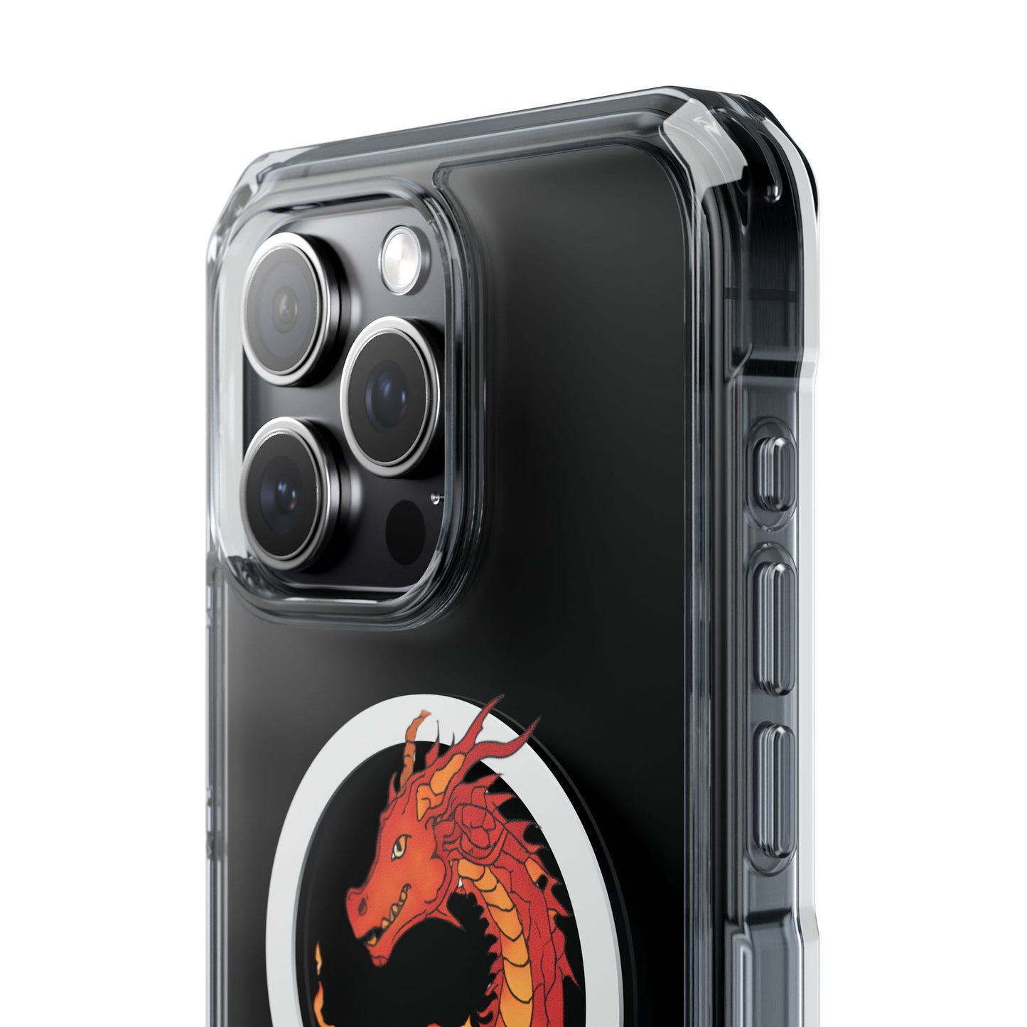 iPhone Case - MagSafe Compatible Charging- Fire Dragon Design with - Magnetic Clear Impact Cases