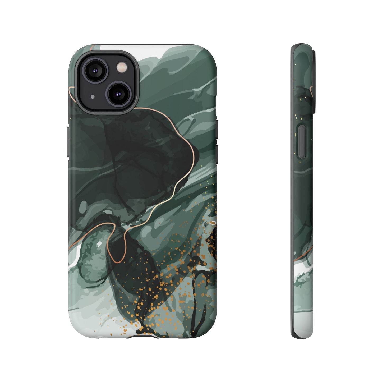 Green Marble Design with Gold Accents iPhone/Samsung Tough Phone Case