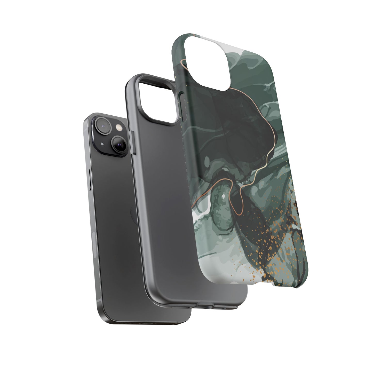 Green Marble Design with Gold Accents iPhone/Samsung Tough Phone Case