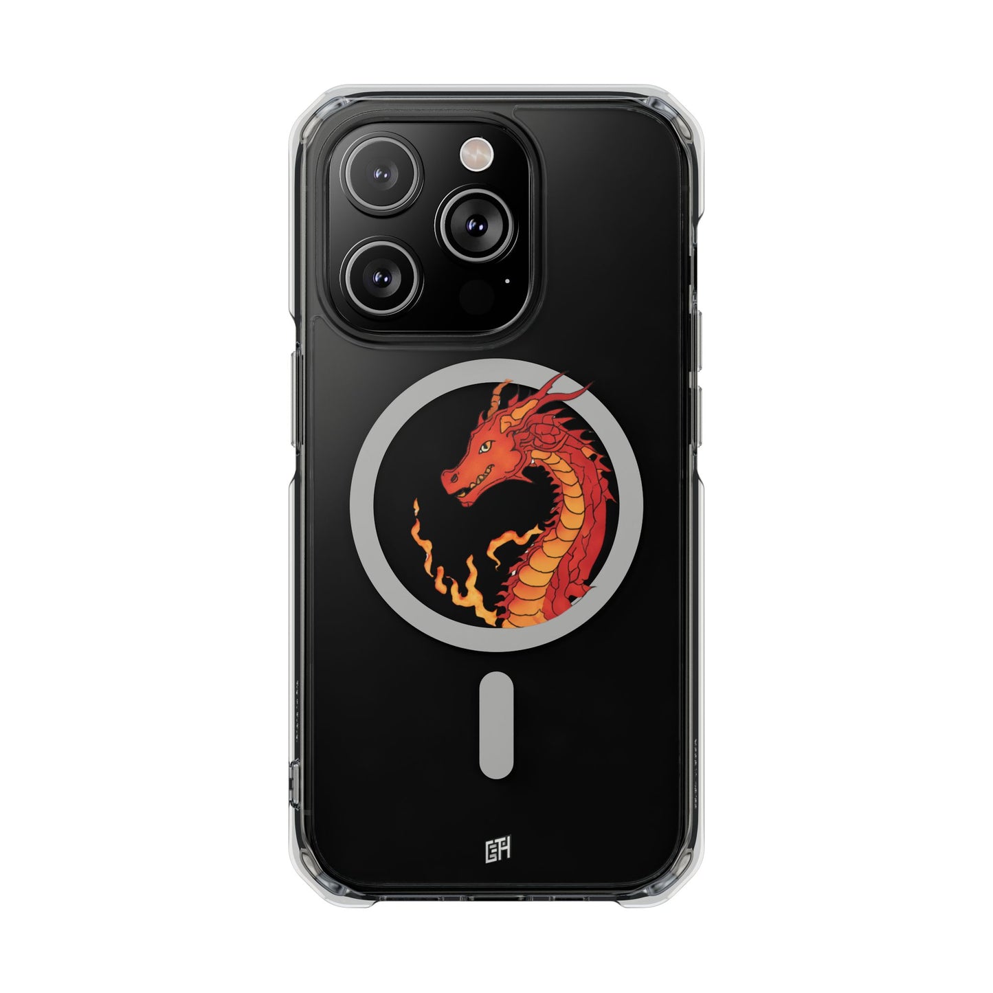 iPhone Case - MagSafe Compatible Charging- Fire Dragon Design with - Magnetic Clear Impact Cases