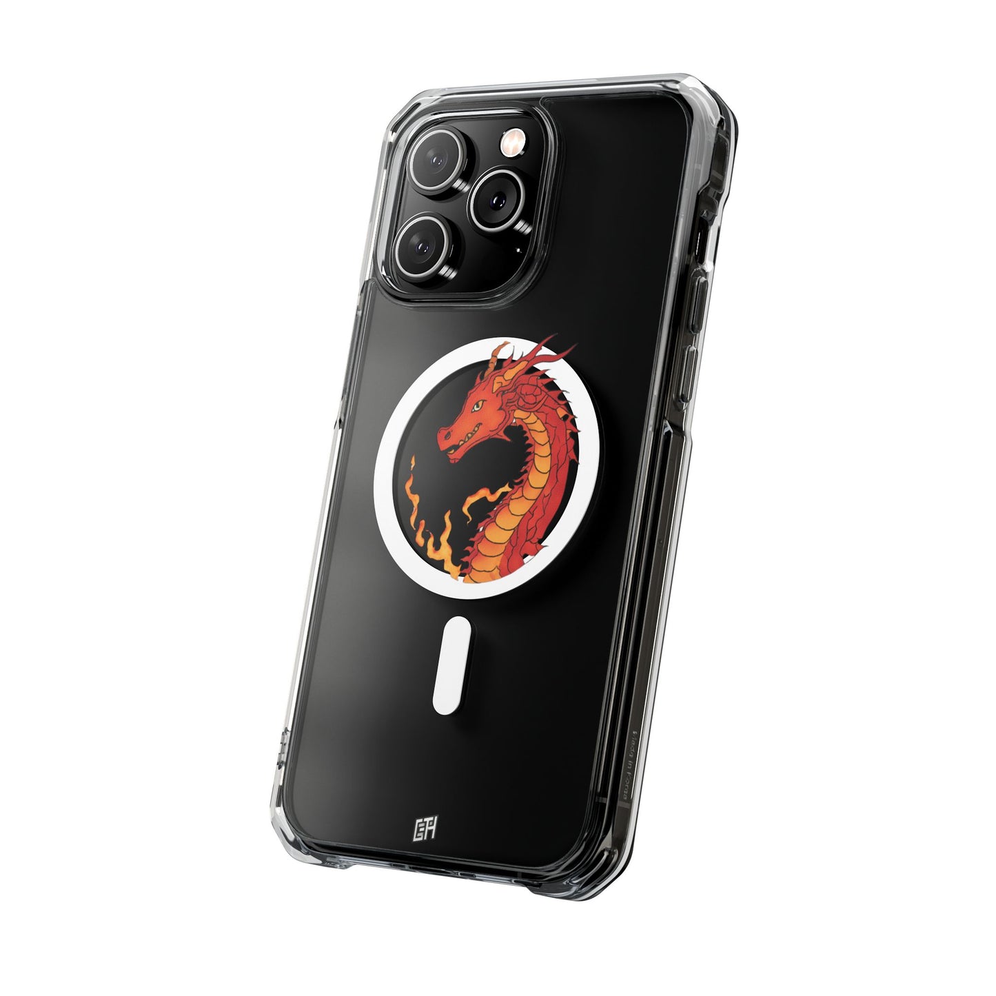 iPhone Case - MagSafe Compatible Charging- Fire Dragon Design with - Magnetic Clear Impact Cases