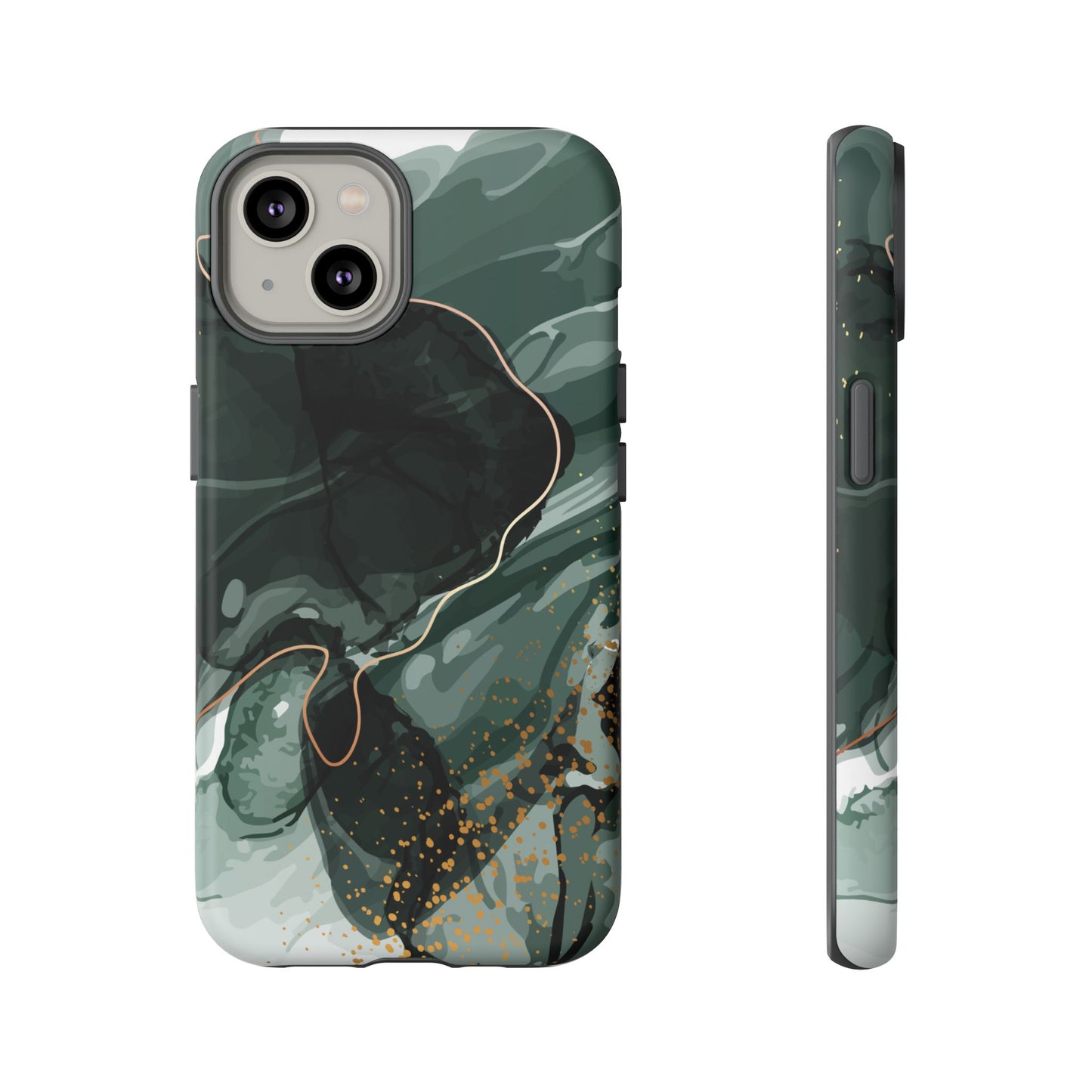 Green Marble Design with Gold Accents iPhone/Samsung Tough Phone Case