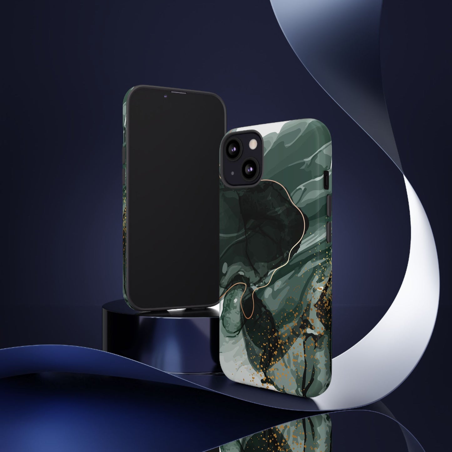 Green Marble Design with Gold Accents iPhone/Samsung Tough Phone Case