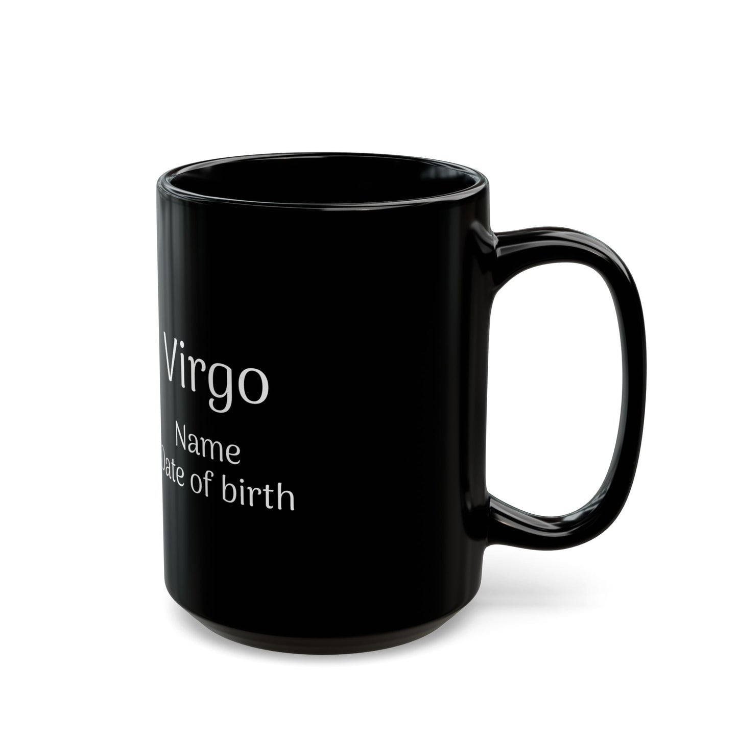 Personalized Virgo Astrology Mug - Custom Name & Birth Date - 11oz/15oz Black Coffee Cup