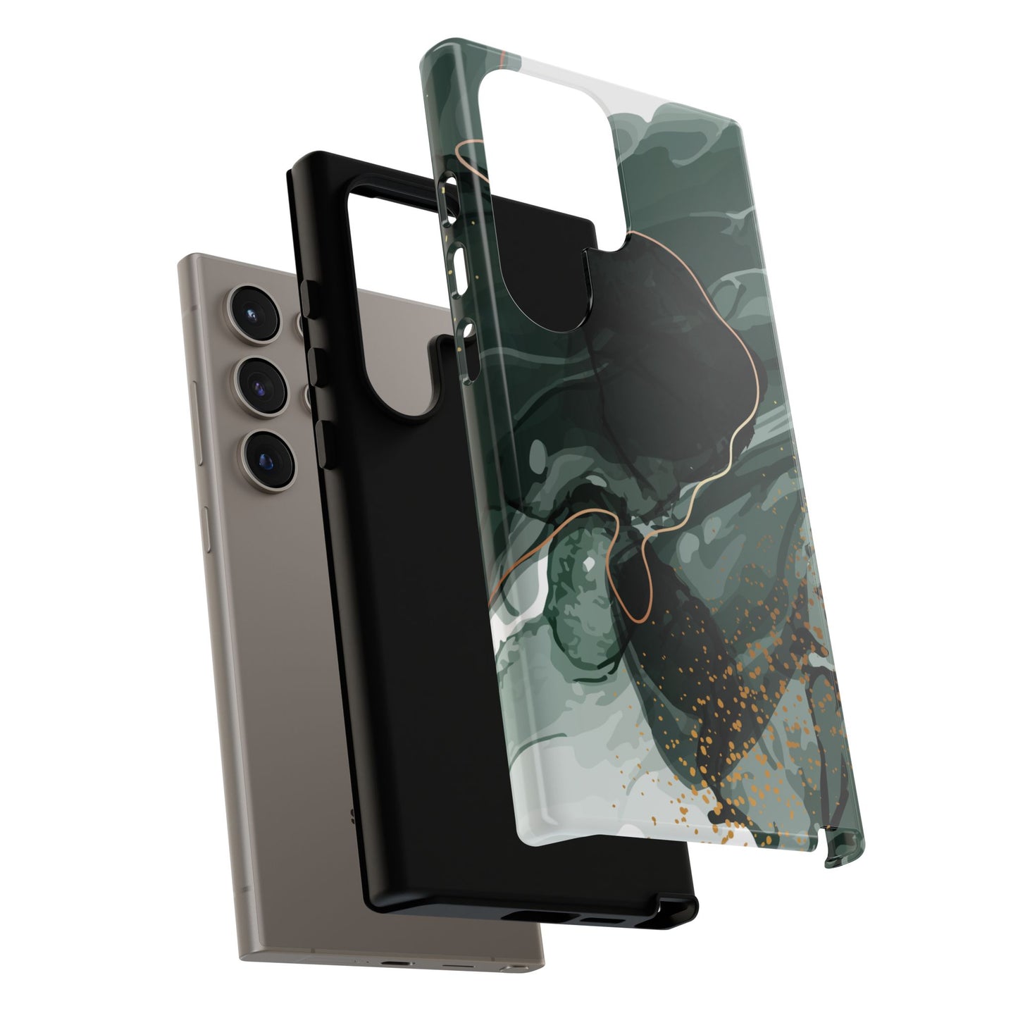 Green Marble Design with Gold Accents iPhone/Samsung Tough Phone Case