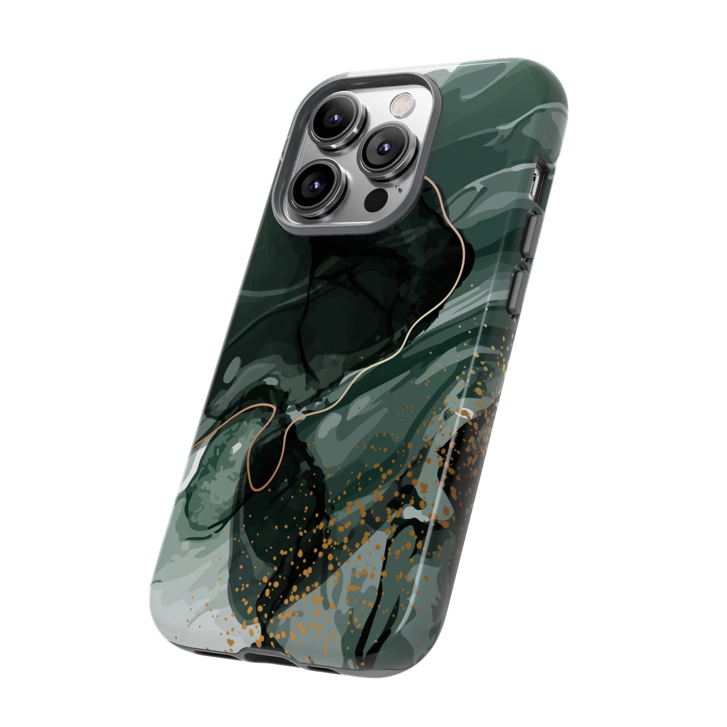 Green Marble Design with Gold Accents iPhone/Samsung Tough Phone Case