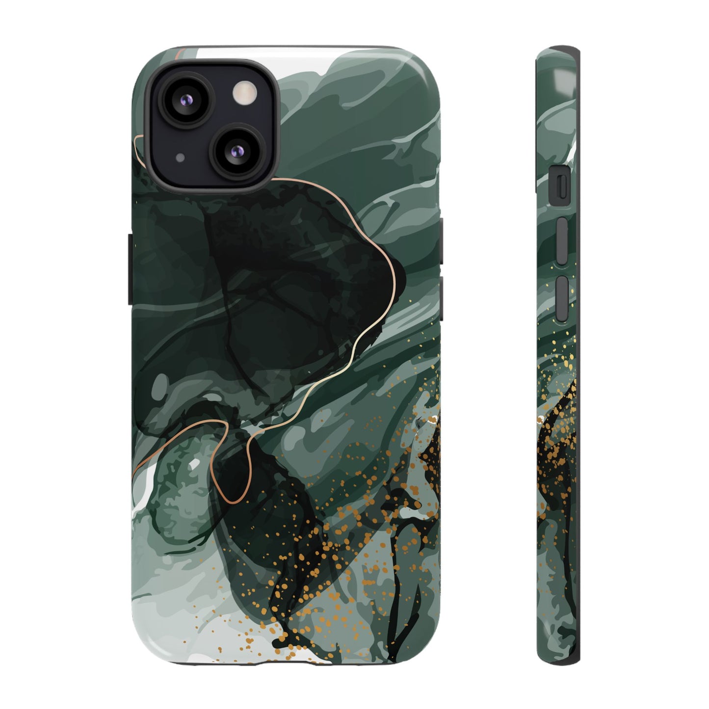 Green Marble Design with Gold Accents iPhone/Samsung Tough Phone Case