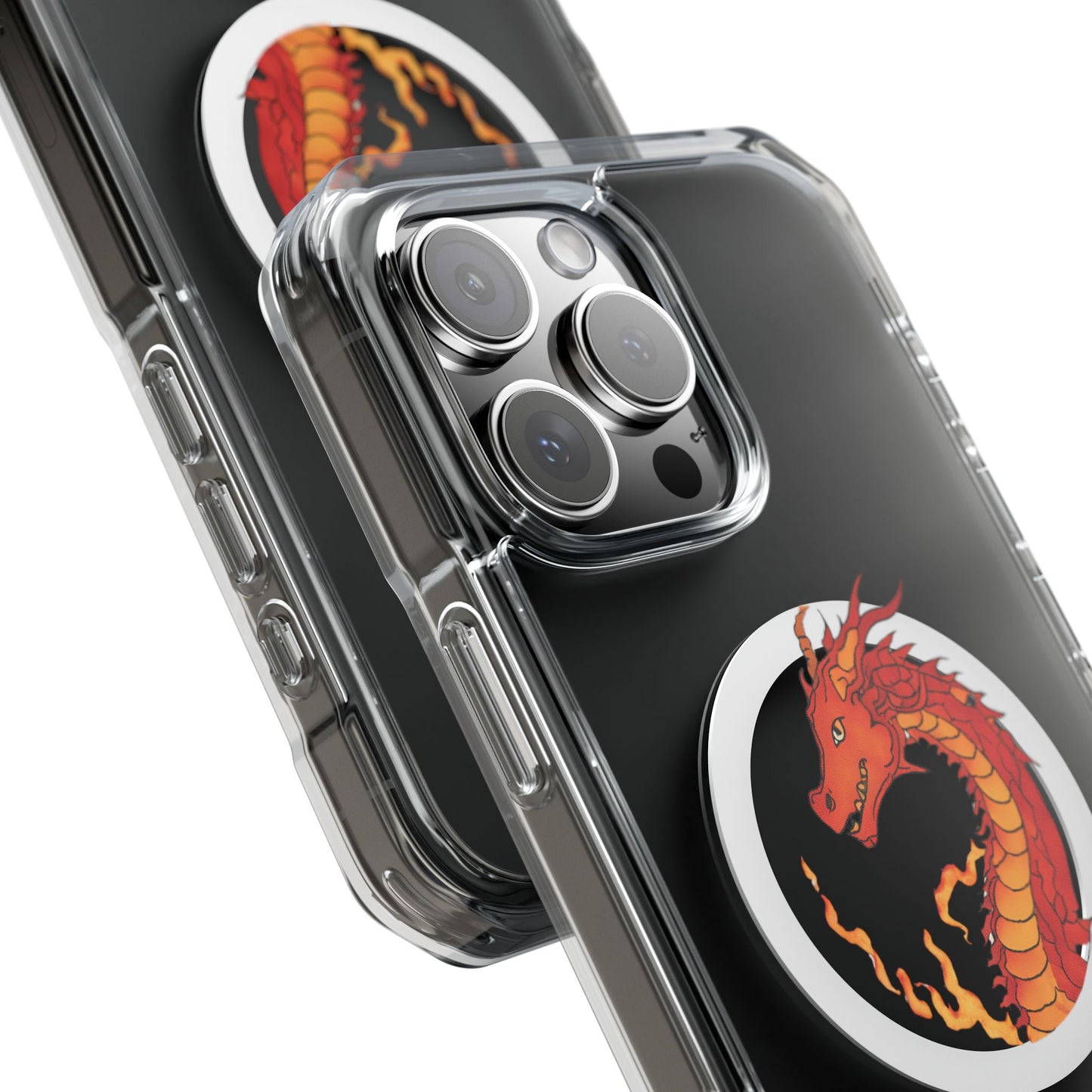 iPhone Case - MagSafe Compatible Charging- Fire Dragon Design with - Magnetic Clear Impact Cases