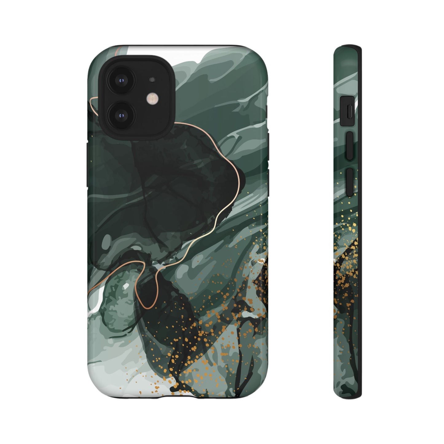 Green Marble Design with Gold Accents iPhone/Samsung Tough Phone Case