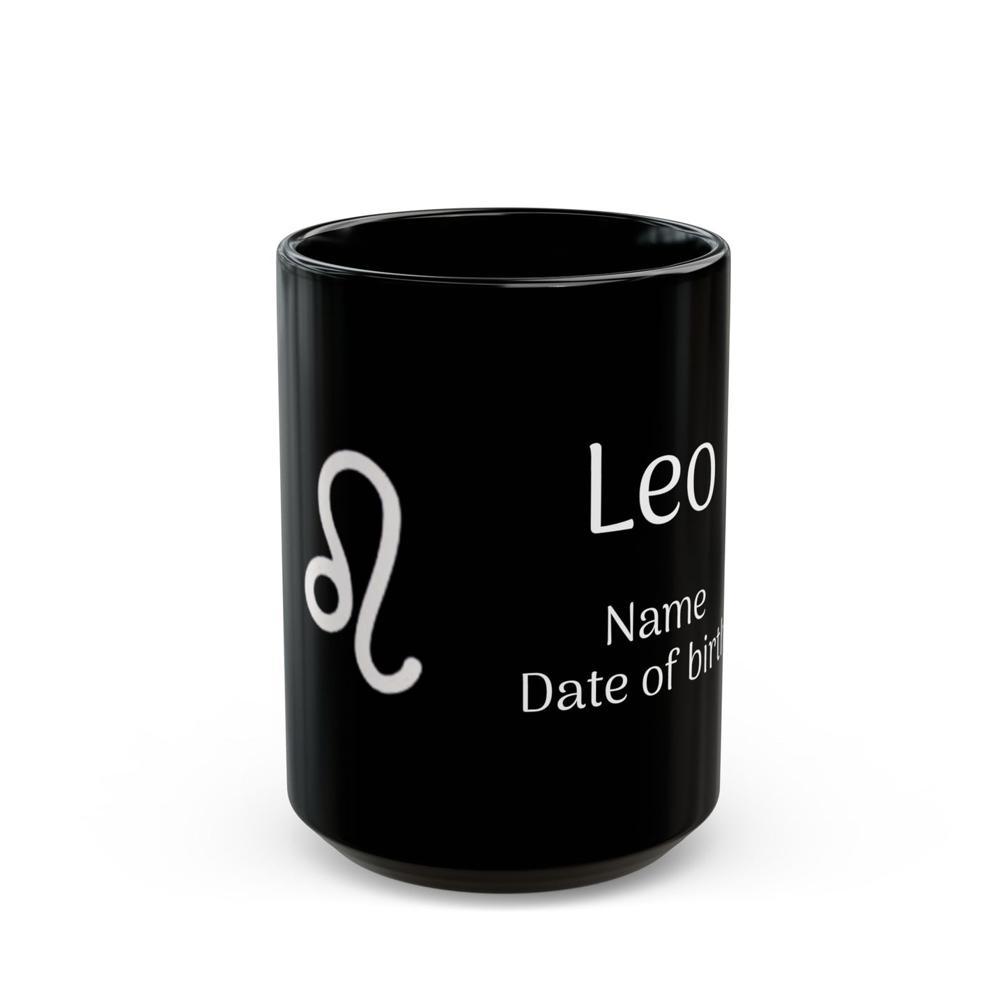 Personalized Leo Astrology Mug - Custom Name & Birth Date - 11oz/15oz Black Coffee Cup