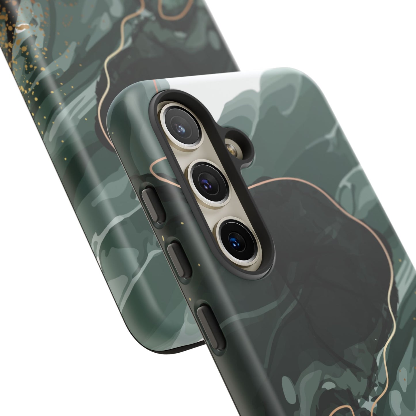 Green Marble Design with Gold Accents iPhone/Samsung Tough Phone Case