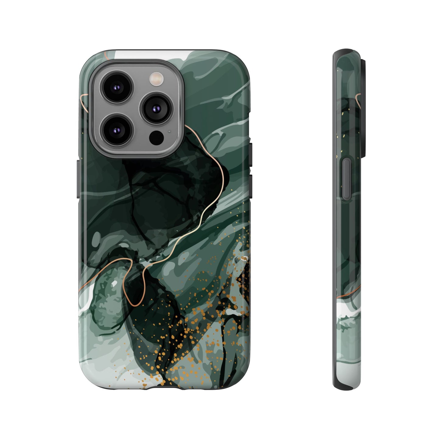 Green Marble Design with Gold Accents iPhone/Samsung Tough Phone Case