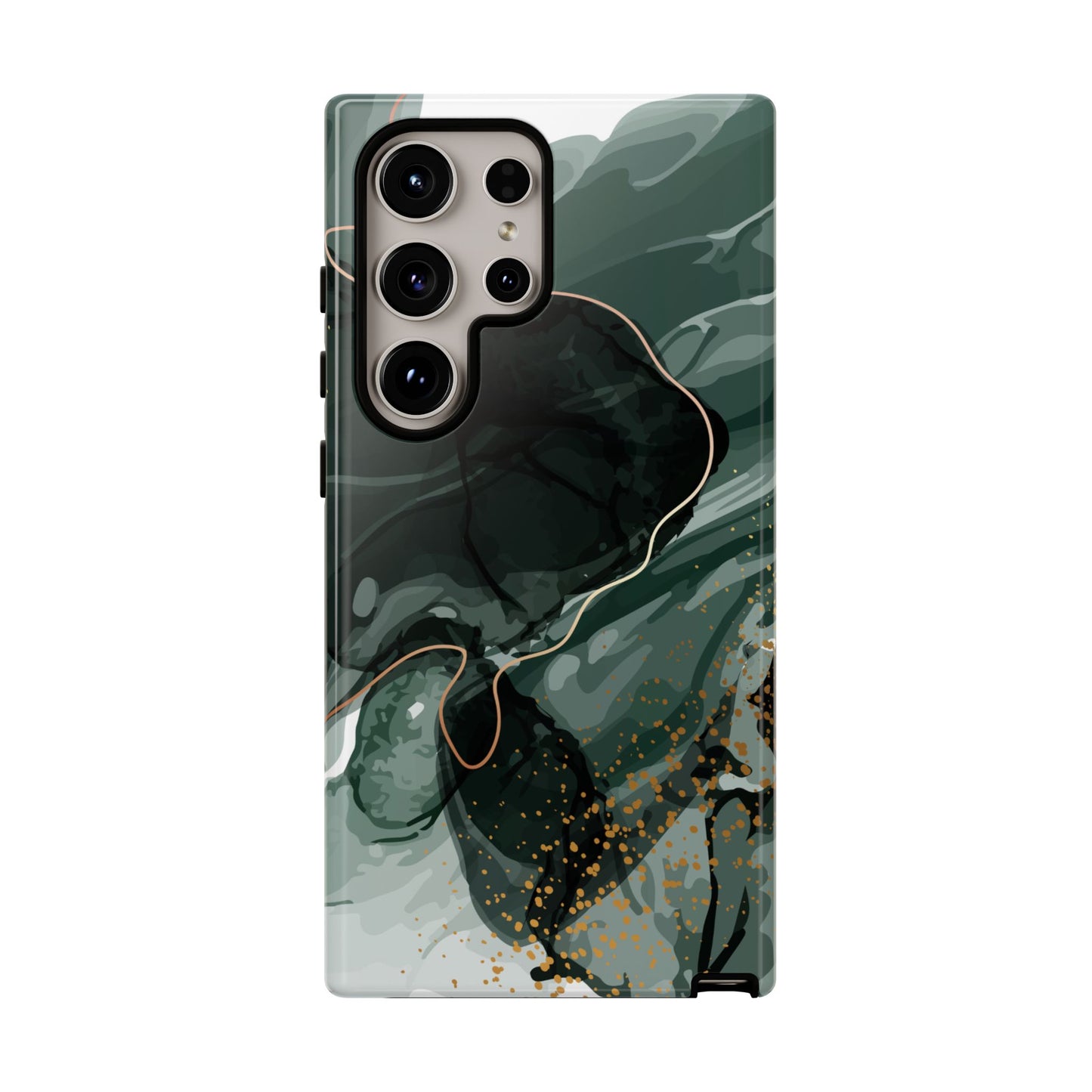 Green Marble Design with Gold Accents iPhone/Samsung Tough Phone Case