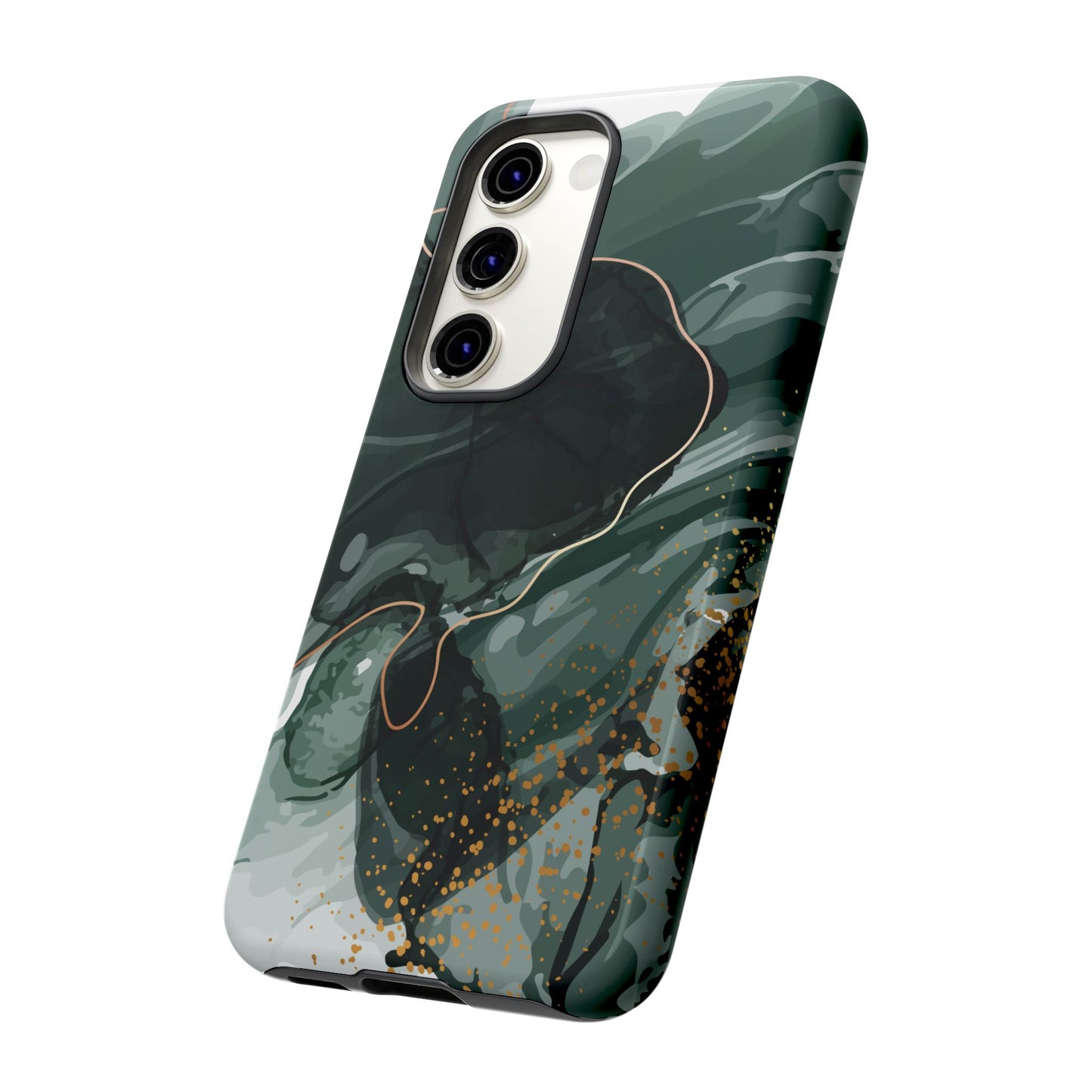 Green Marble Design with Gold Accents iPhone/Samsung Tough Phone Case