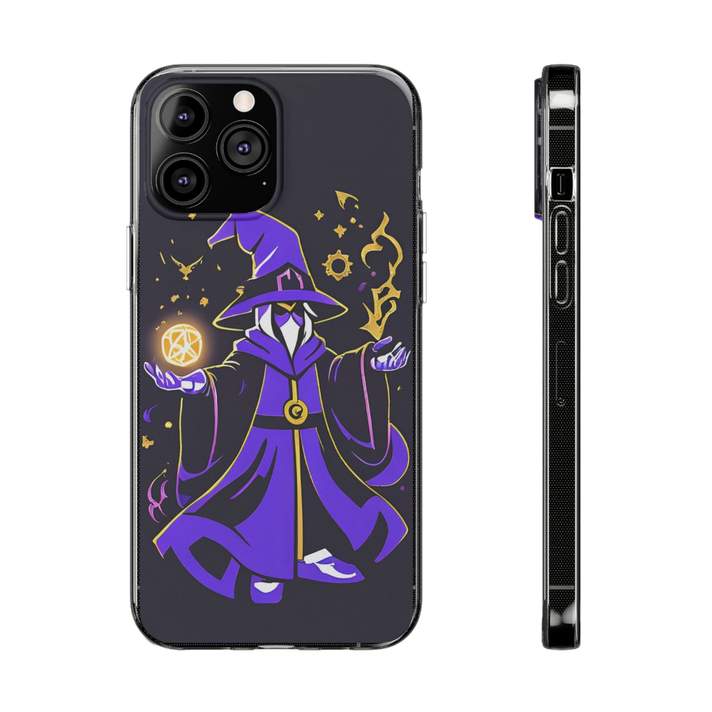 Mystical Wizard Phone Case, Clear Silicone Phone Case, Magical Phone Cover, Fantasy Accessory, Gift for Gamers, Witchy Vibe, Spellbound