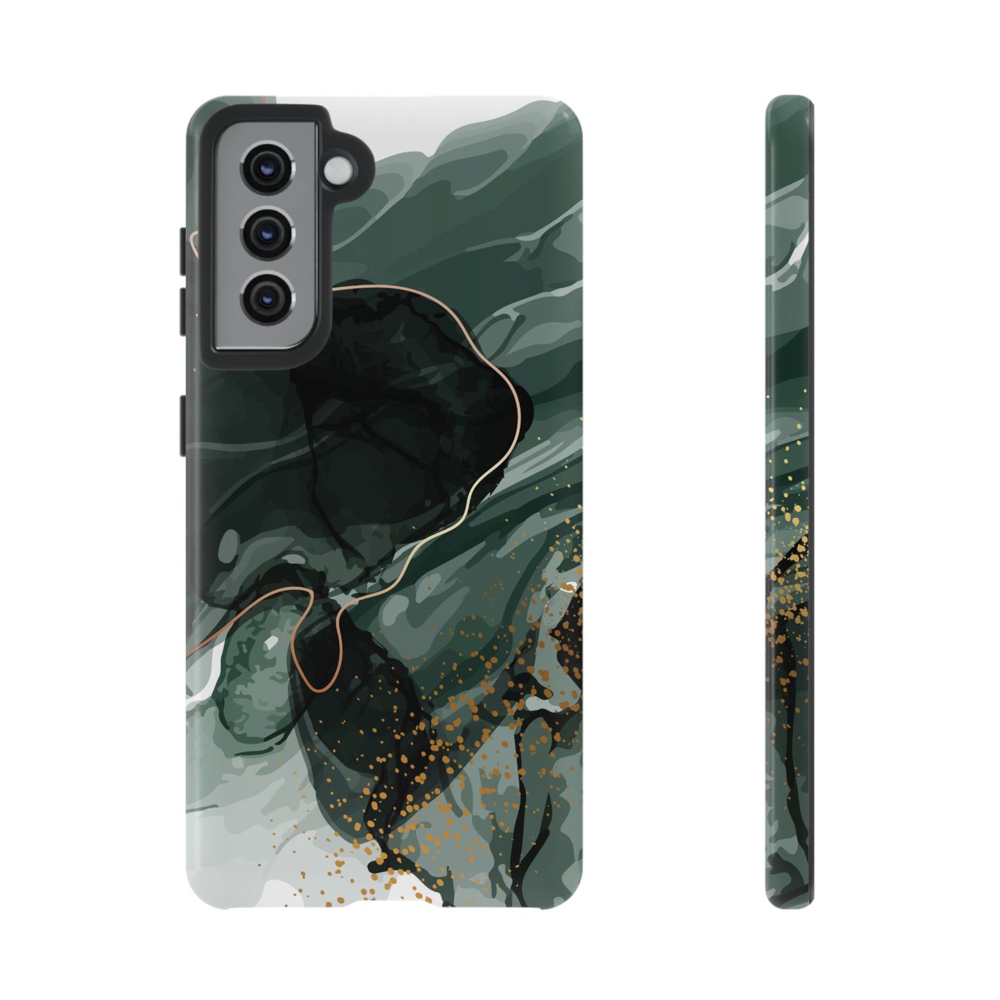 Green Marble Design with Gold Accents iPhone/Samsung Tough Phone Case