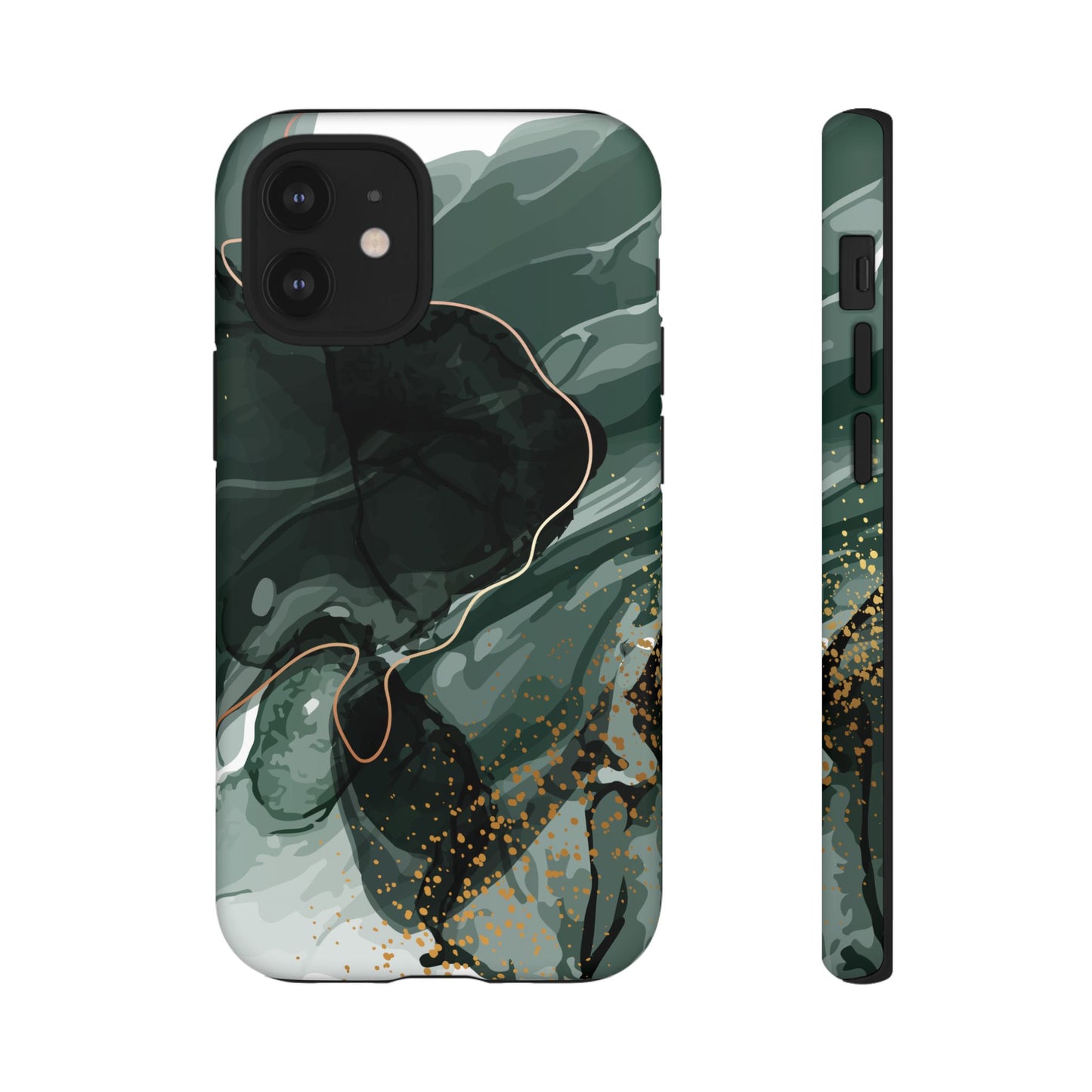 Green Marble Design with Gold Accents iPhone/Samsung Tough Phone Case