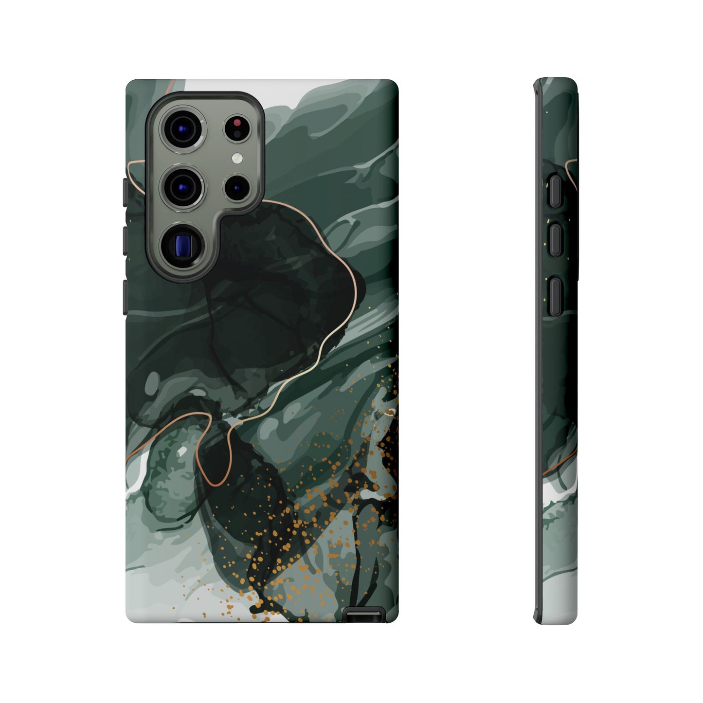 Green Marble Design with Gold Accents iPhone/Samsung Tough Phone Case