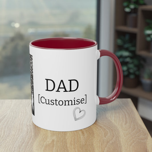 Personalized Cup for Dad, Dad and Kid Custom Two-Tone Coffee Mug, Father's Day Gift, Father Child Bond Mug, Dad Birthday Present,