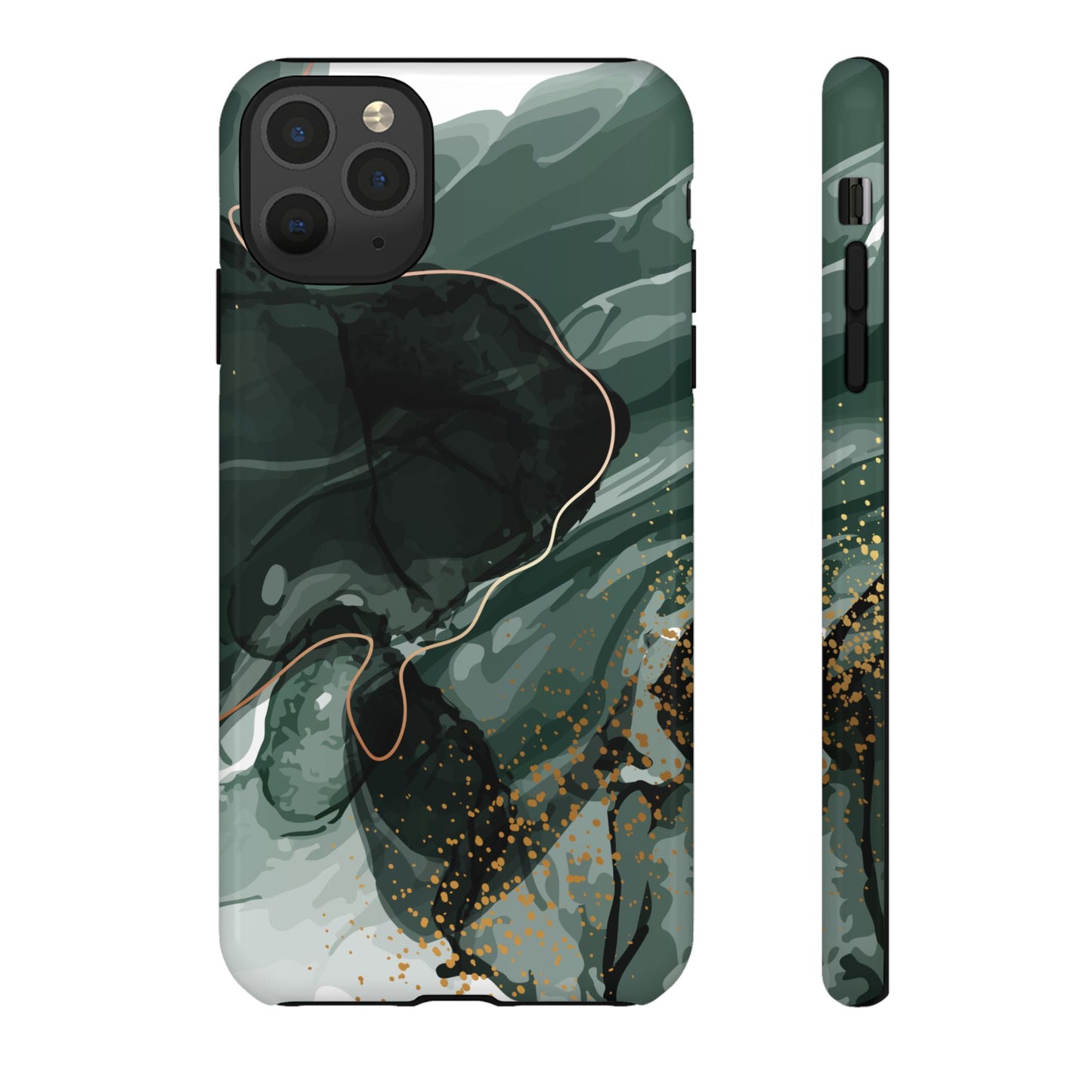 Green Marble Design with Gold Accents iPhone/Samsung Tough Phone Case