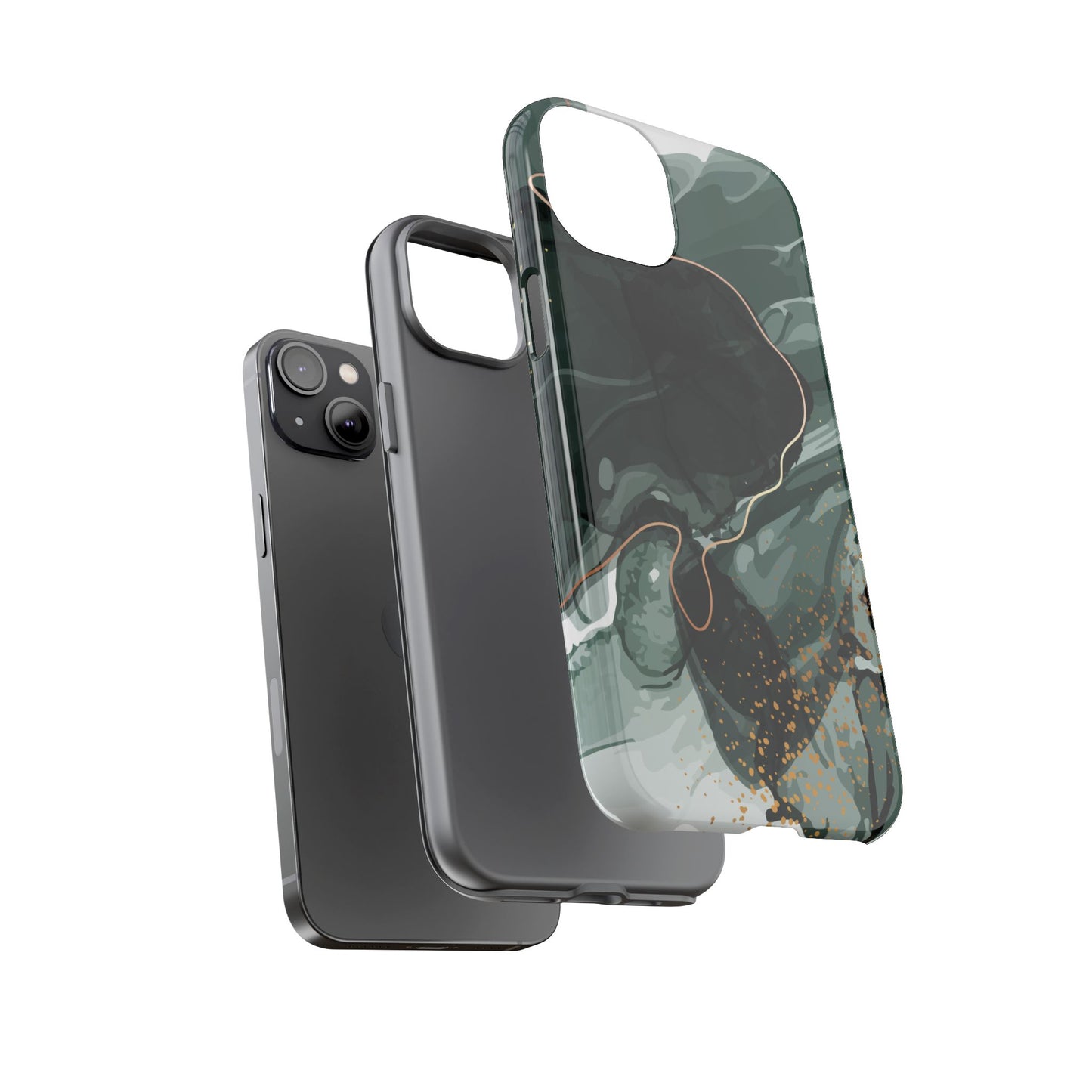 Green Marble Design with Gold Accents iPhone/Samsung Tough Phone Case