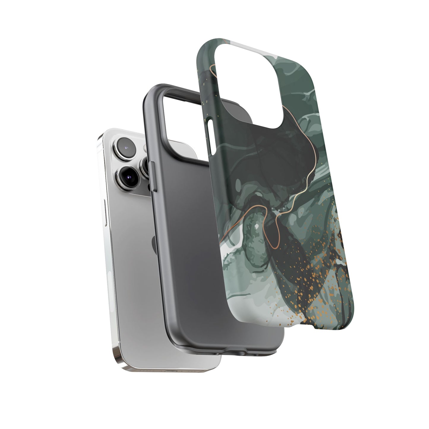 Green Marble Design with Gold Accents iPhone/Samsung Tough Phone Case