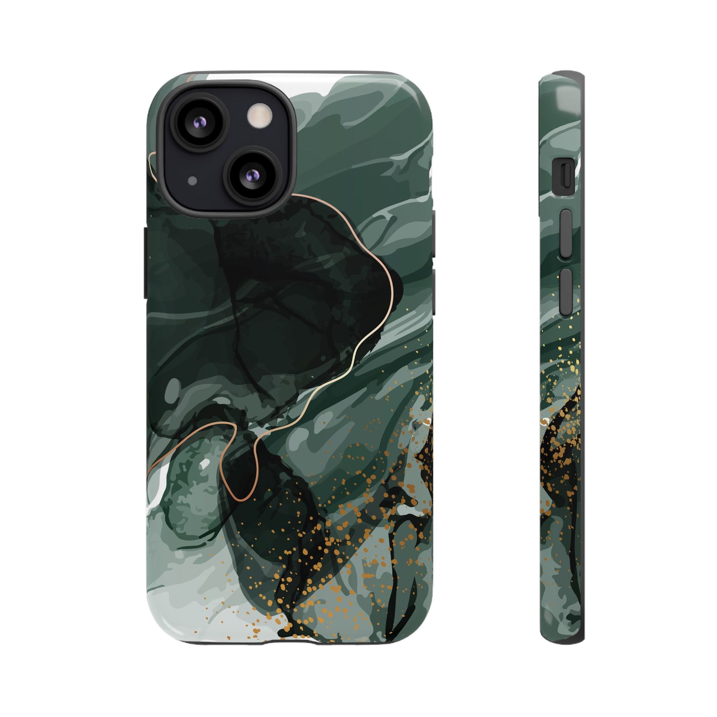 Green Marble Design with Gold Accents iPhone/Samsung Tough Phone Case