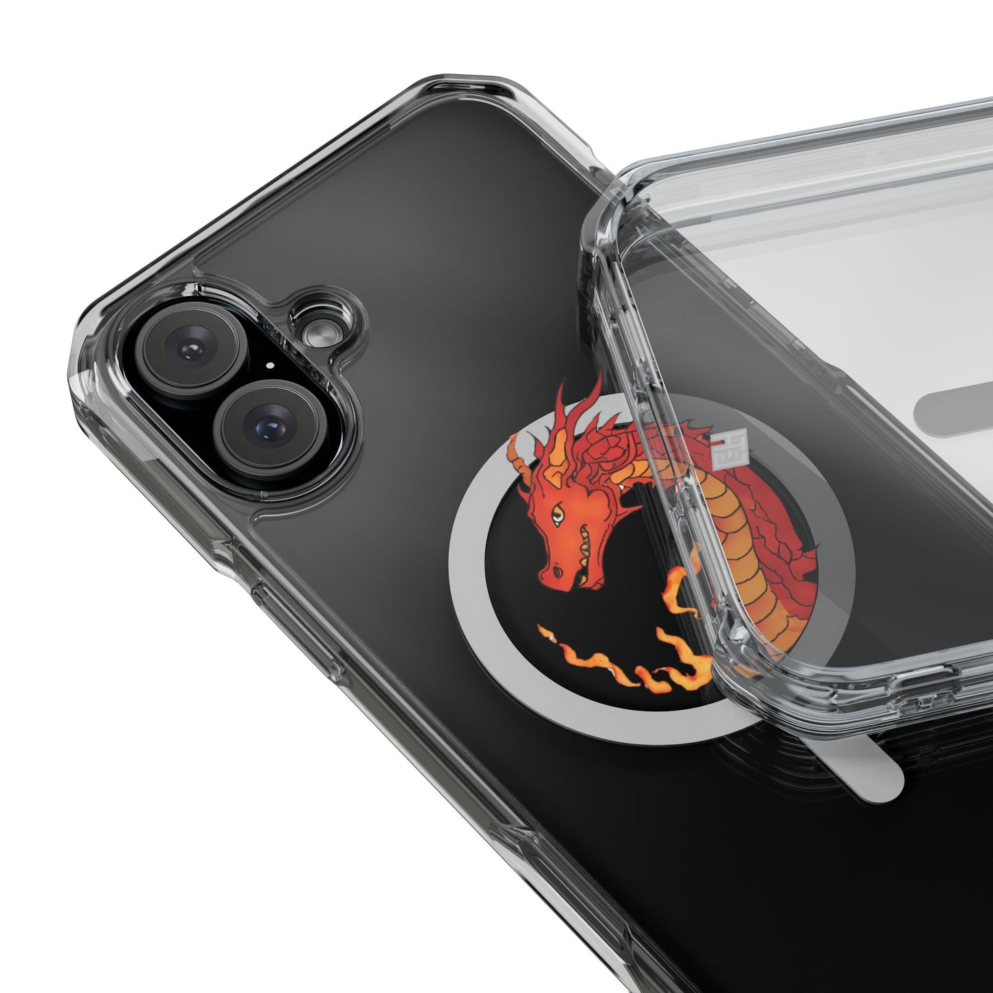 iPhone Case - MagSafe Compatible Charging- Fire Dragon Design with - Magnetic Clear Impact Cases