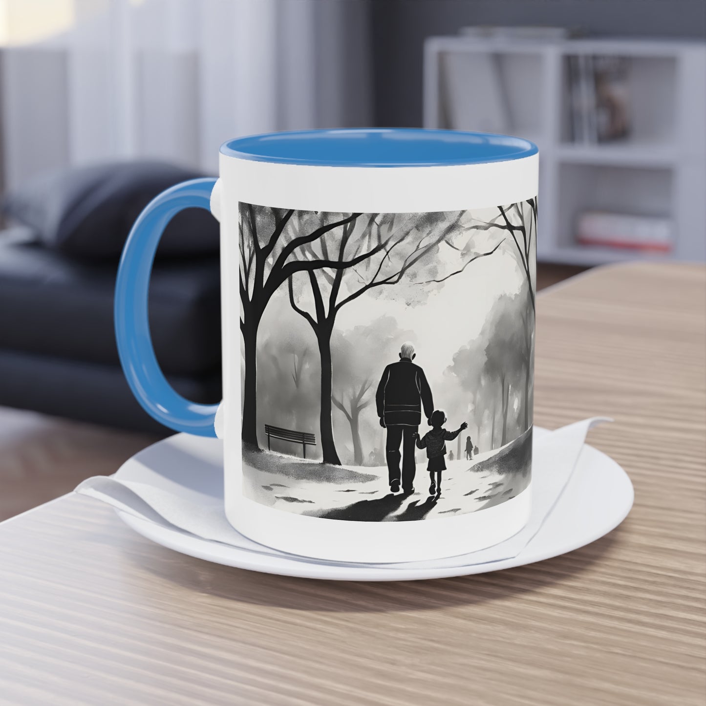 Personalized Cup for Grandad, Grandad and Kid Custom Two-Tone Coffee Mug, Grandad Day Gift, Grandad Child Bond Mug, Grandad Birthday Present