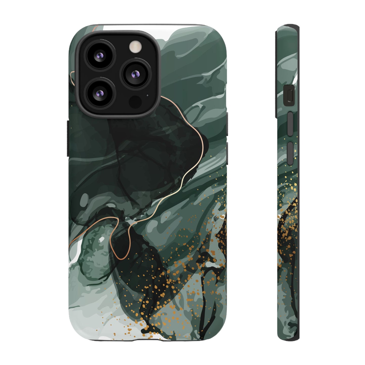 Green Marble Design with Gold Accents iPhone/Samsung Tough Phone Case