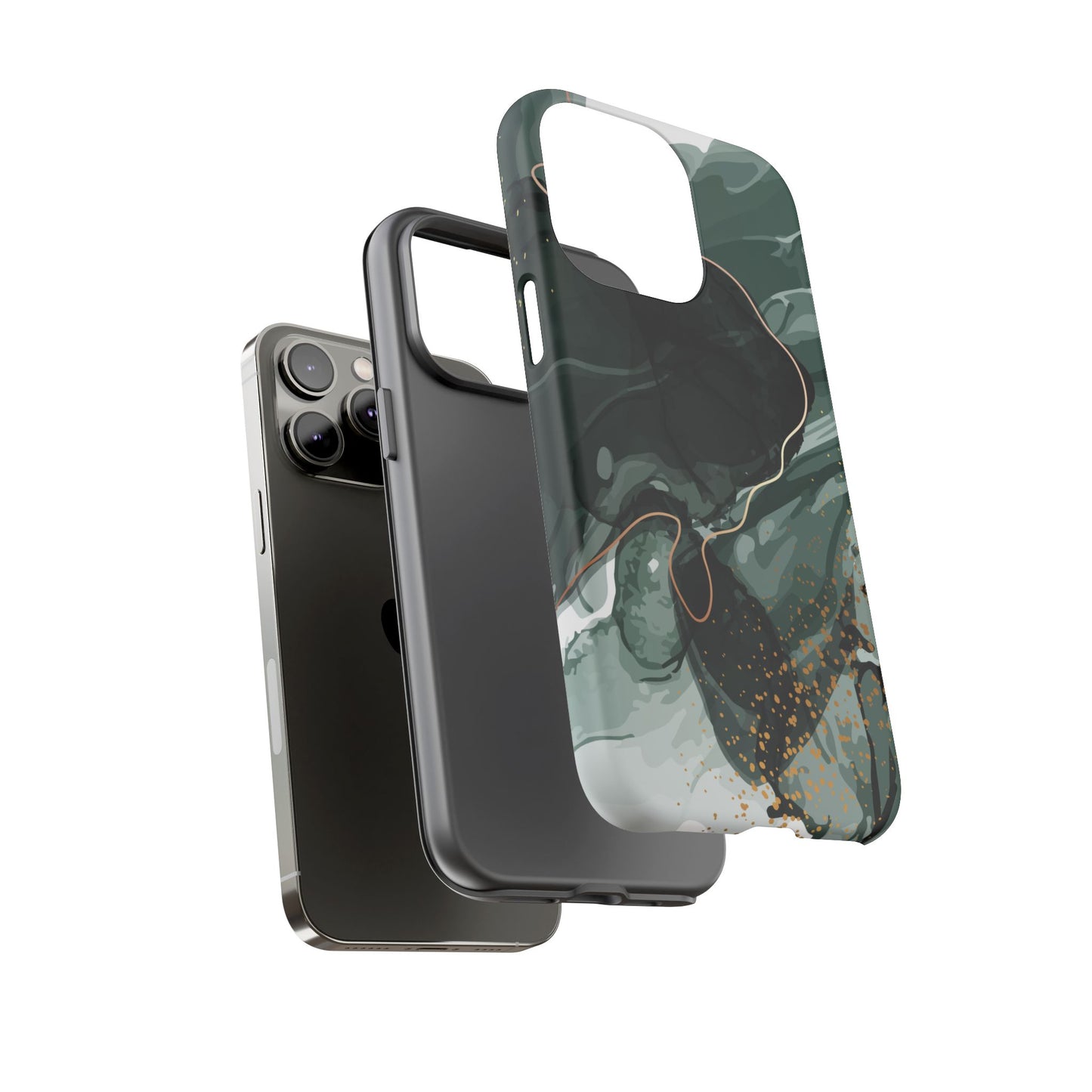 Green Marble Design with Gold Accents iPhone/Samsung Tough Phone Case