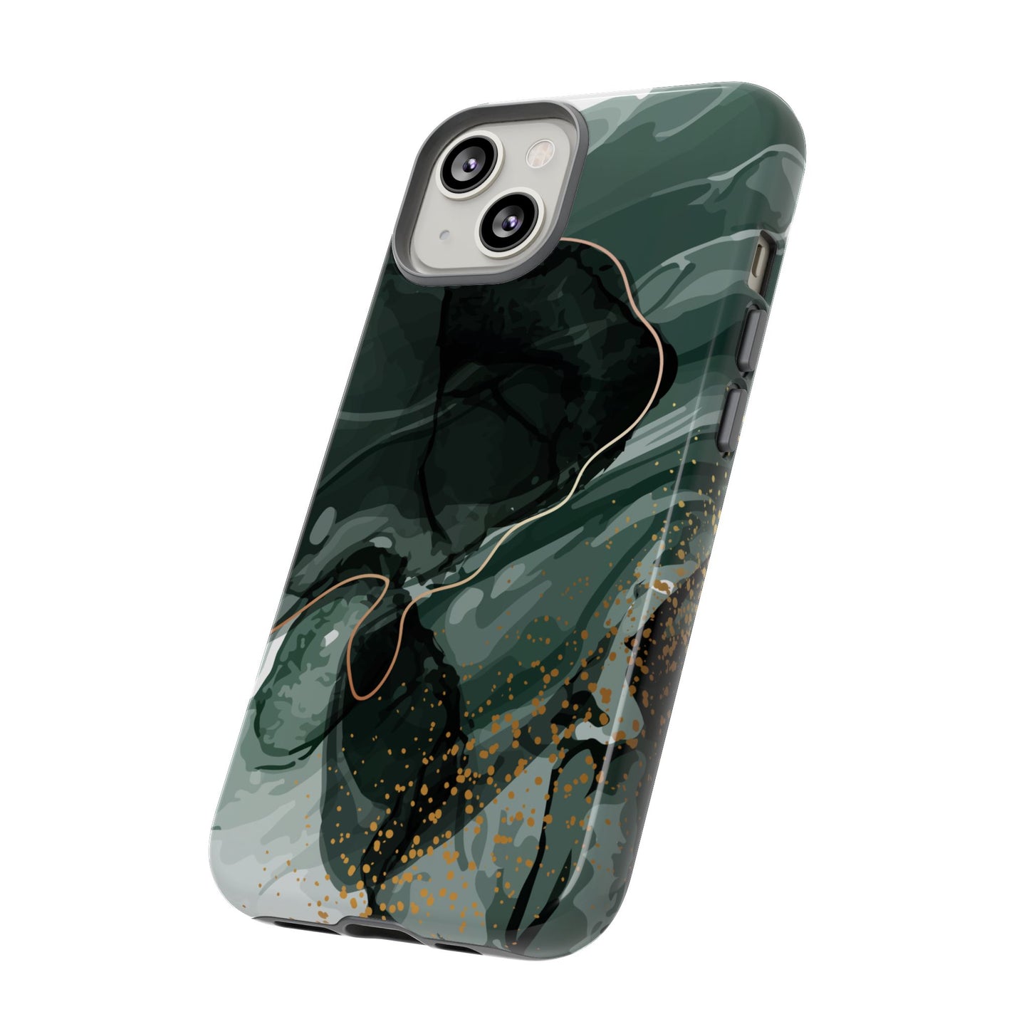 Green Marble Design with Gold Accents iPhone/Samsung Tough Phone Case