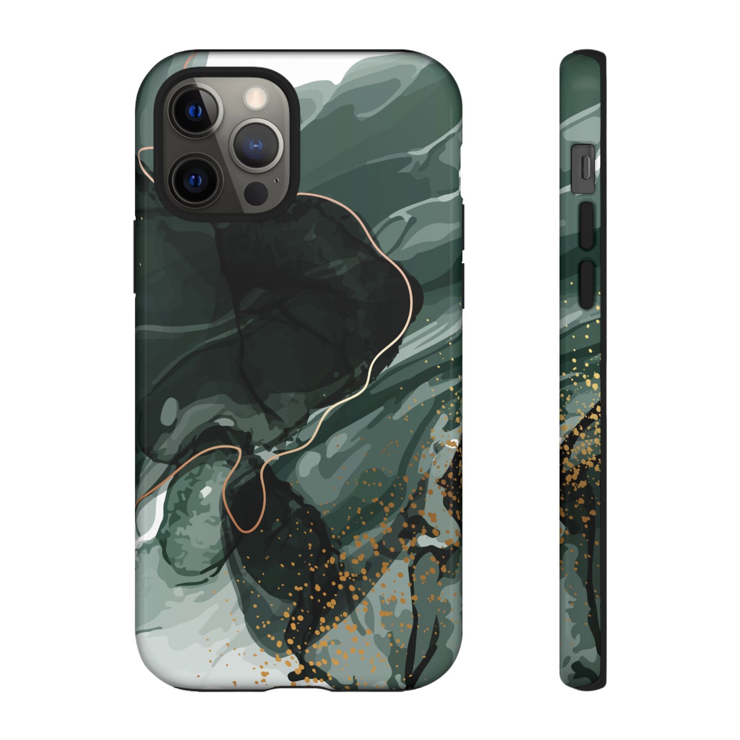 Green Marble Design with Gold Accents iPhone/Samsung Tough Phone Case