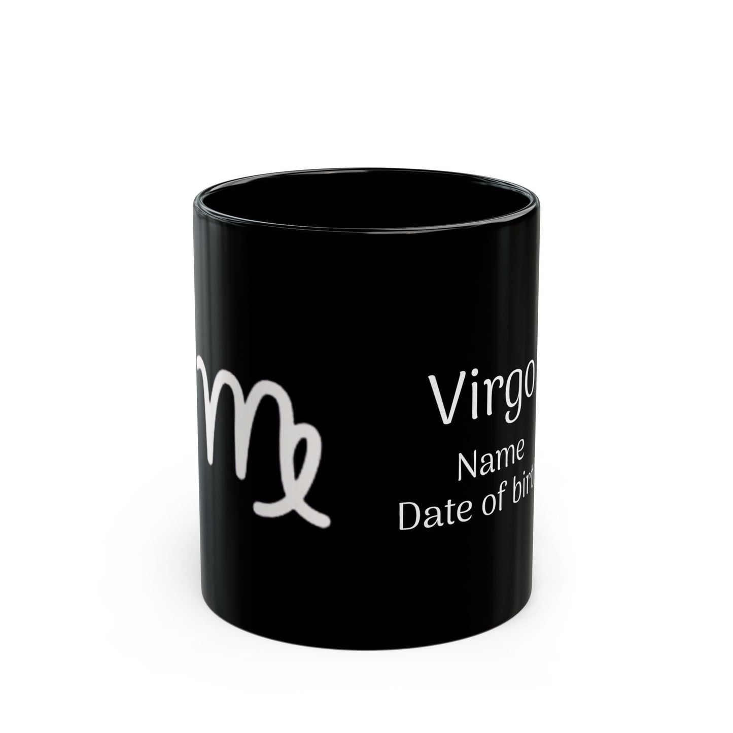 Personalized Virgo Astrology Mug - Custom Name & Birth Date - 11oz/15oz Black Coffee Cup