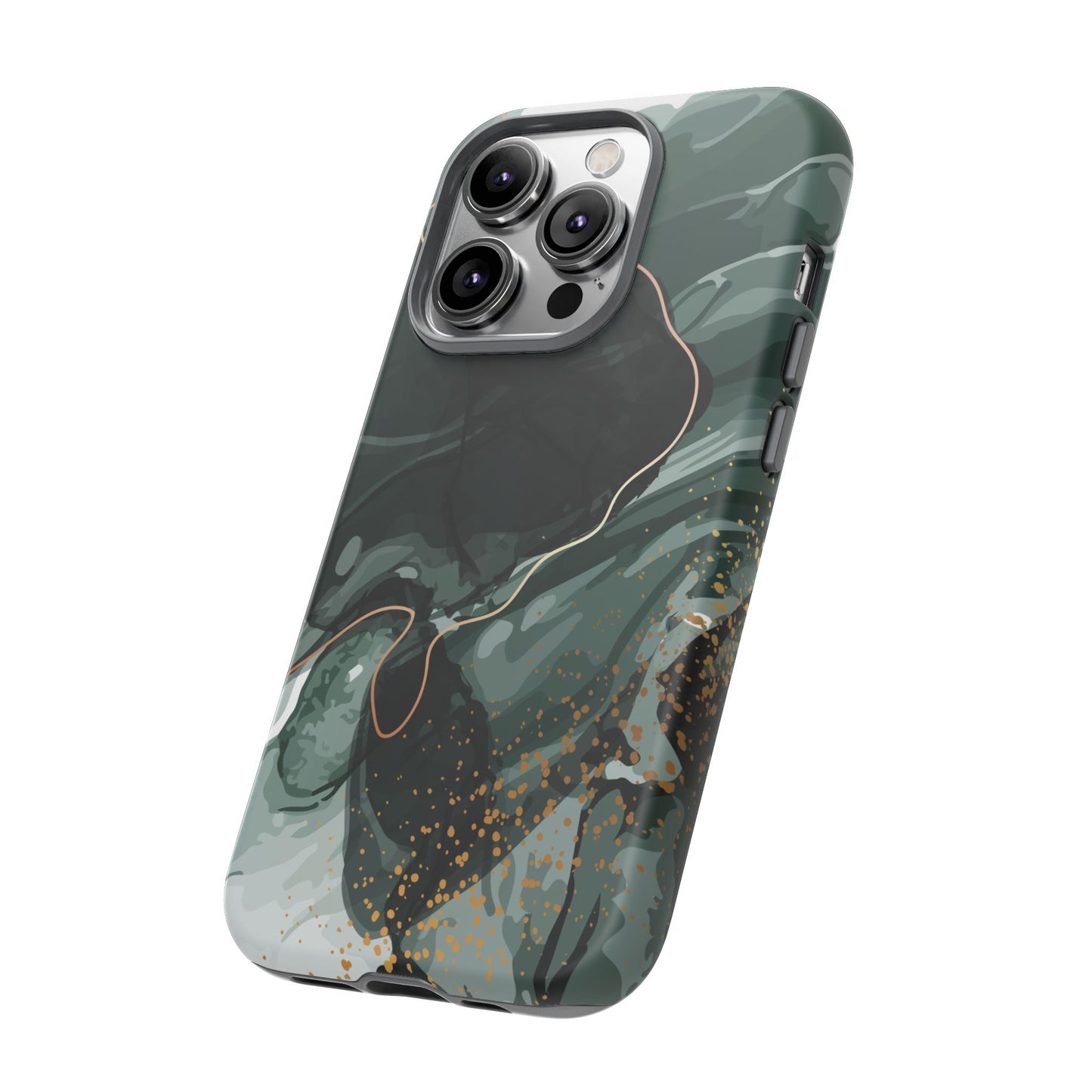 Green Marble Design with Gold Accents iPhone/Samsung Tough Phone Case