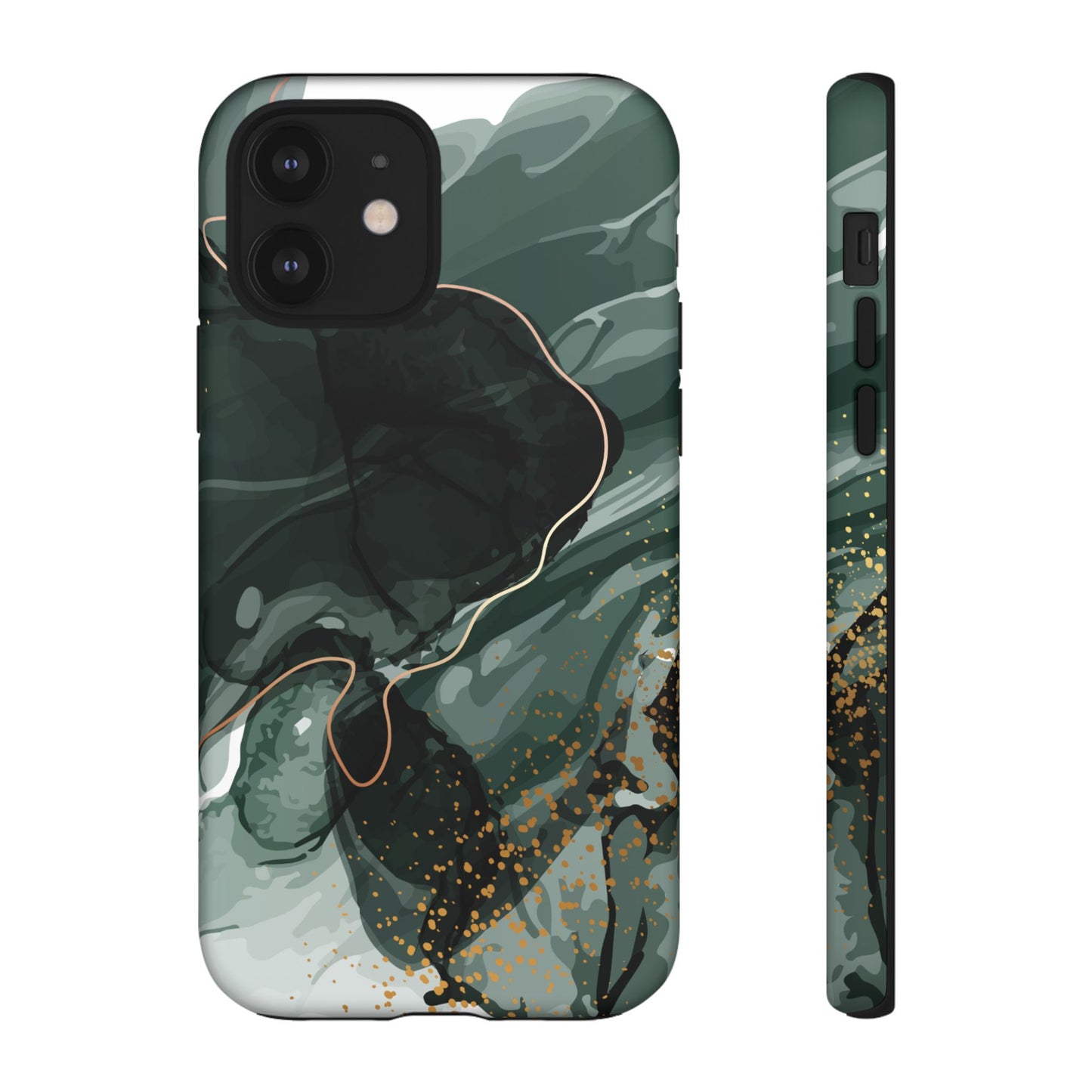 Green Marble Design with Gold Accents iPhone/Samsung Tough Phone Case